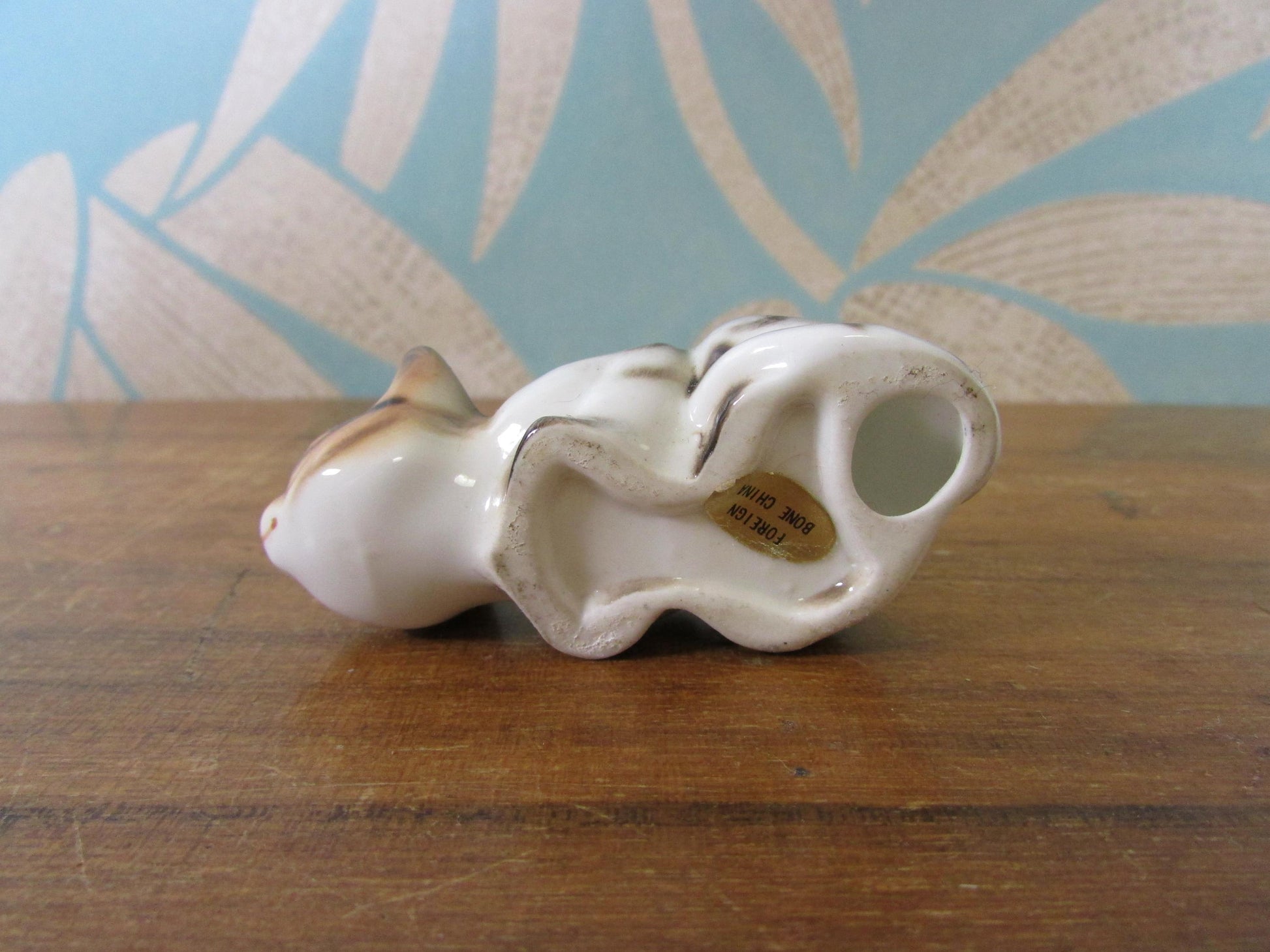 Trio of vintage bone china kittens, labelled Foreign