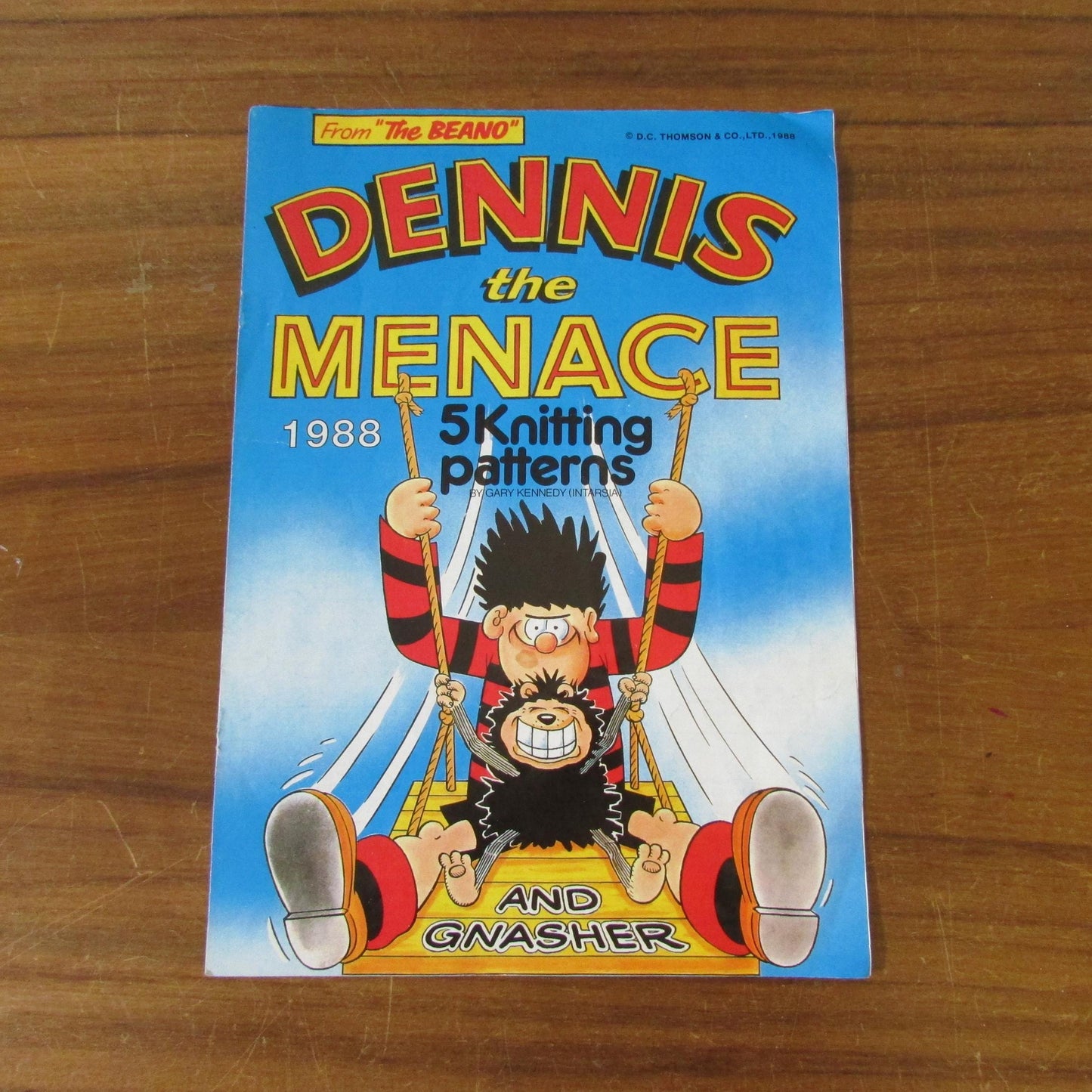 1988 five Intarsia knitting patterns by Gary Kennedy - from 'The Beano' Dennis the Menace