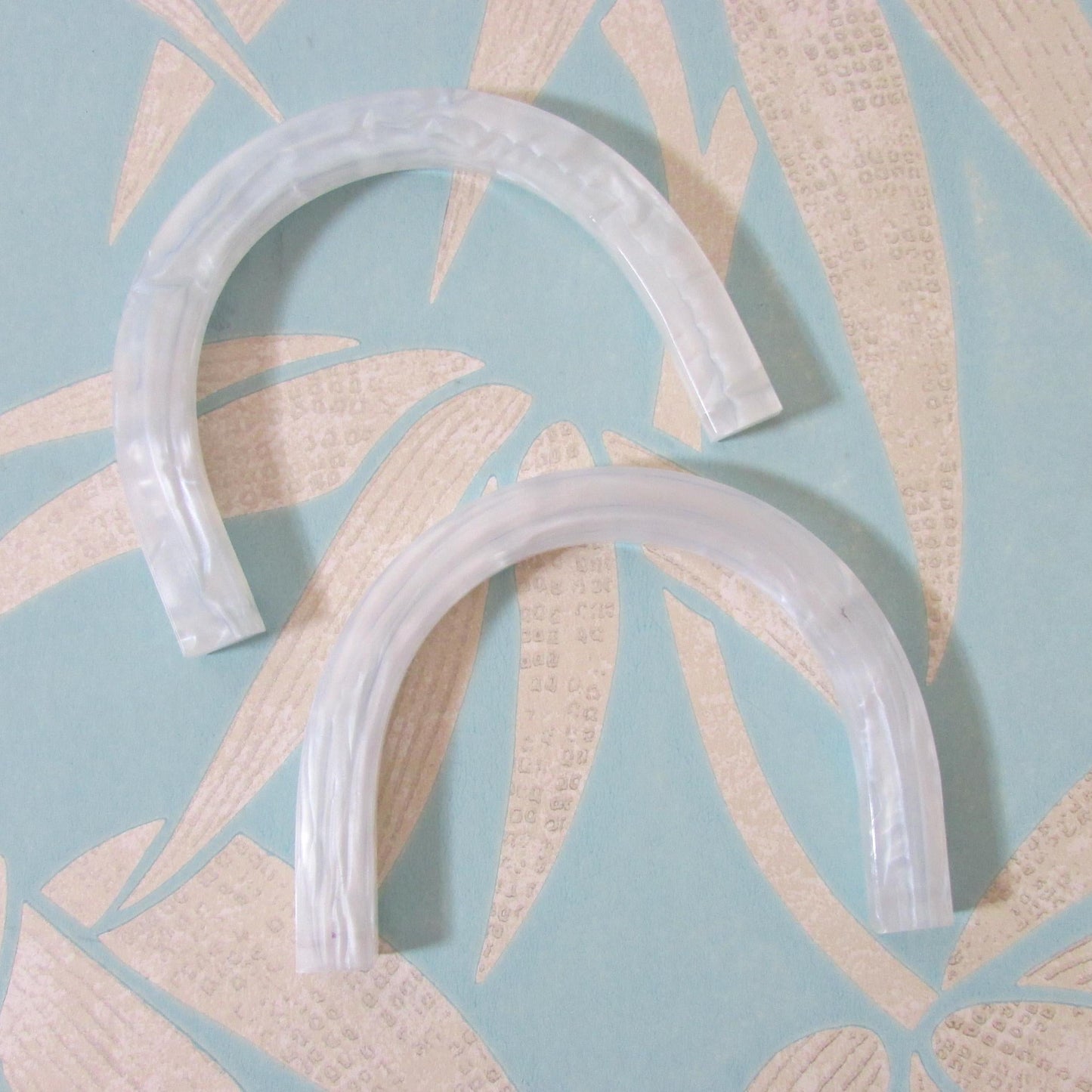 Pair of 1950s U-shaped white lucite purse/handbag handles
