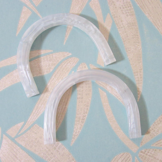Pair of 1950s U-shaped white lucite purse/handbag handles