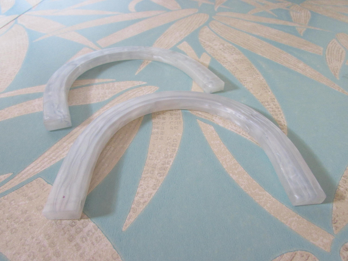 Pair of 1950s U-shaped white lucite purse/handbag handles