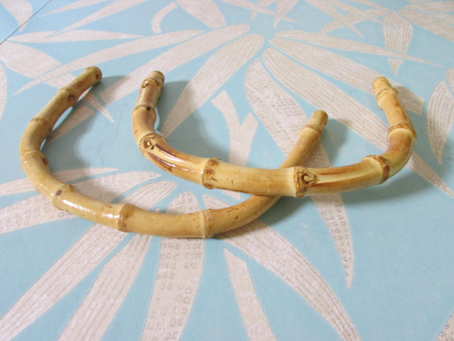 Pair of vintage U-shaped bamboo handbag/purse handles