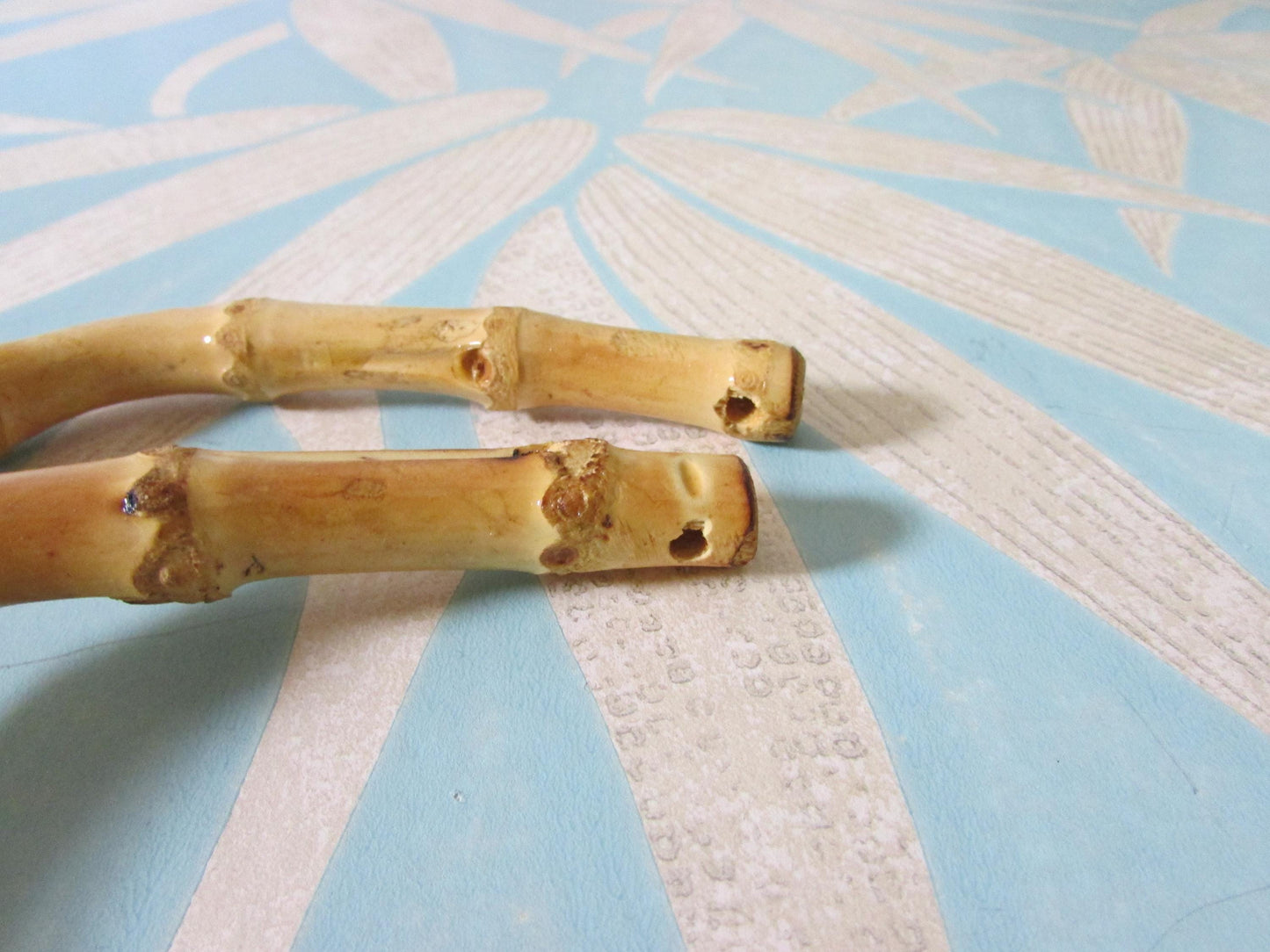 Pair of vintage U-shaped bamboo handbag/purse handles