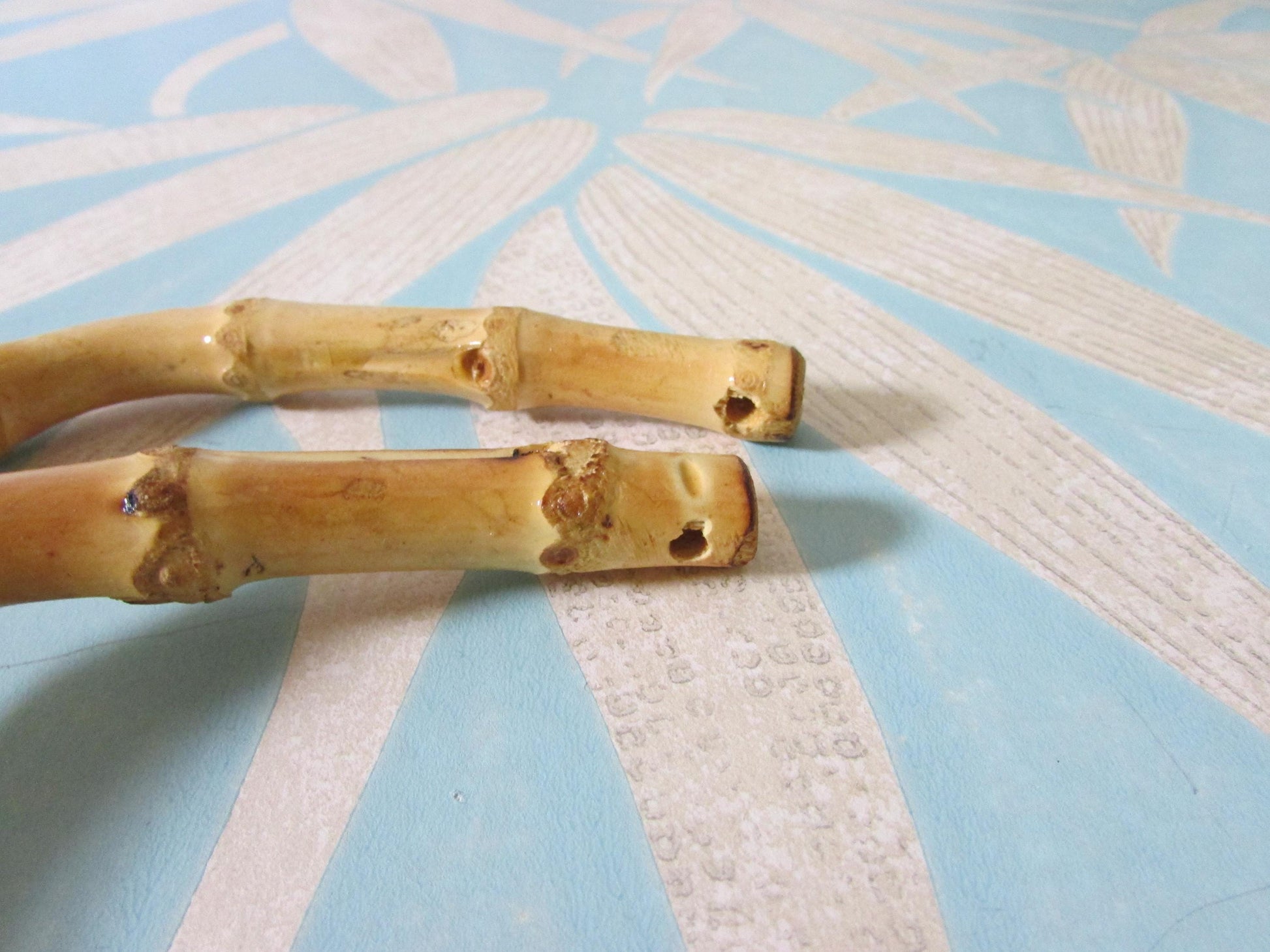 Pair of vintage U-shaped bamboo handbag/purse handles