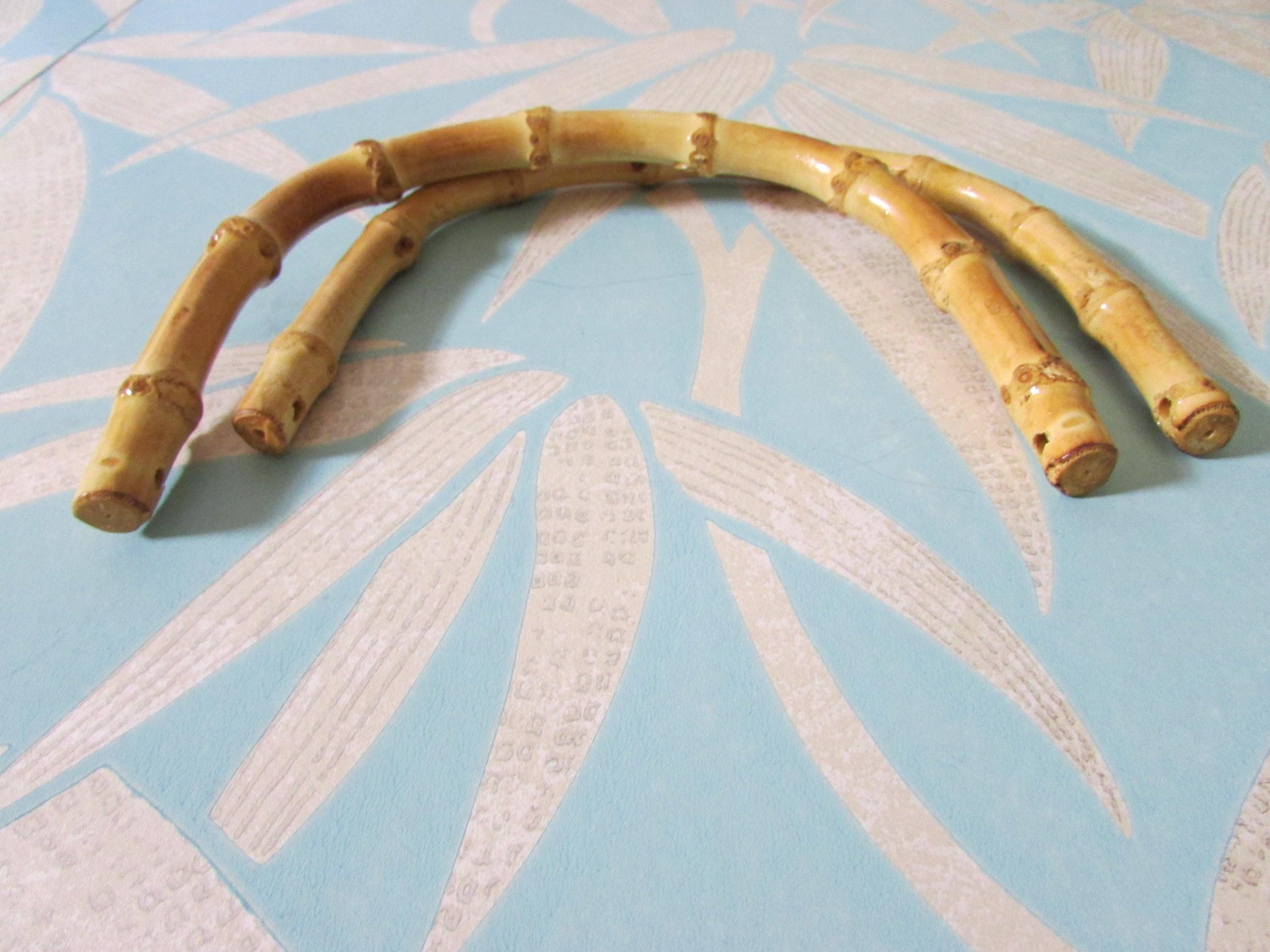 Pair of vintage U-shaped bamboo handbag/purse handles