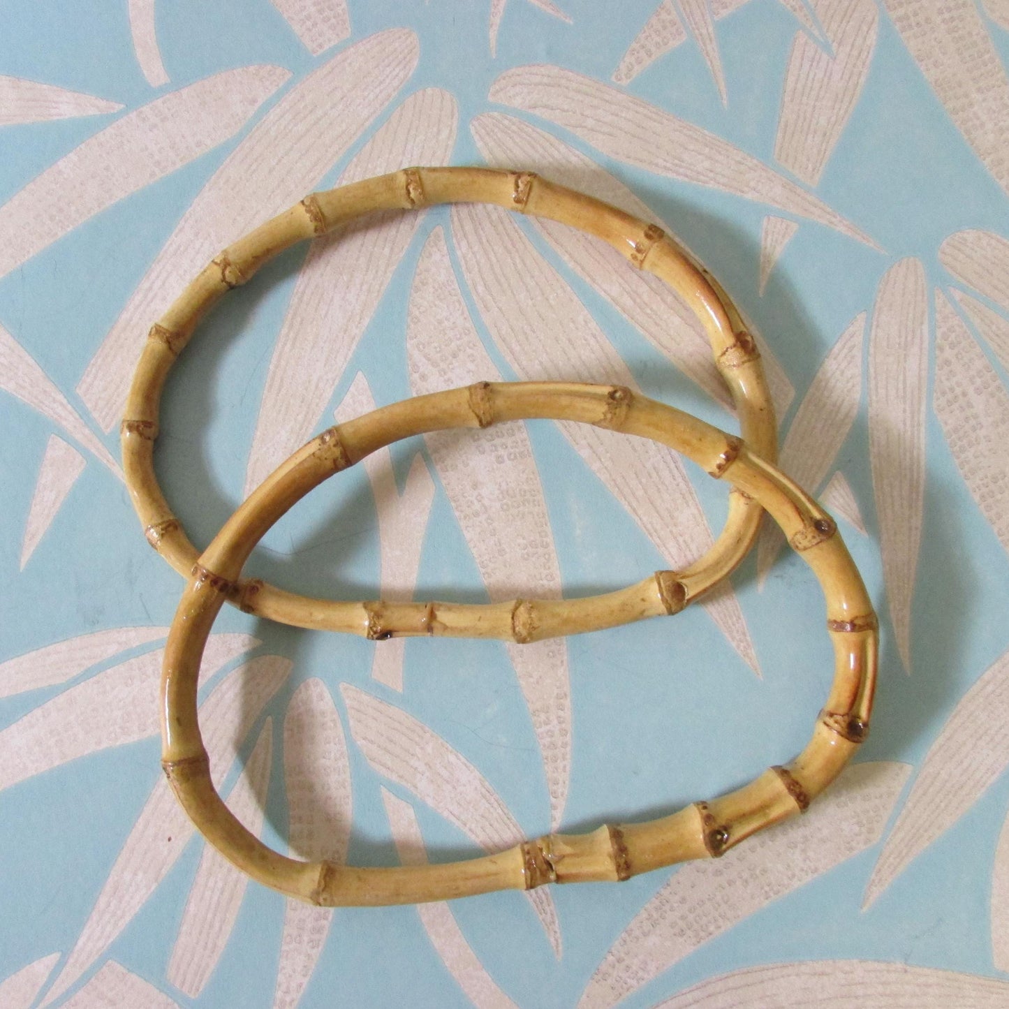 Pair of vintage D-shaped bamboo handbag/purse handles #B