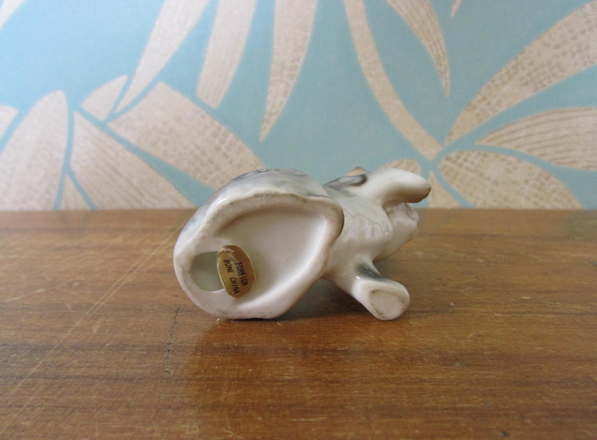 Trio of vintage bone china kittens, labelled Foreign