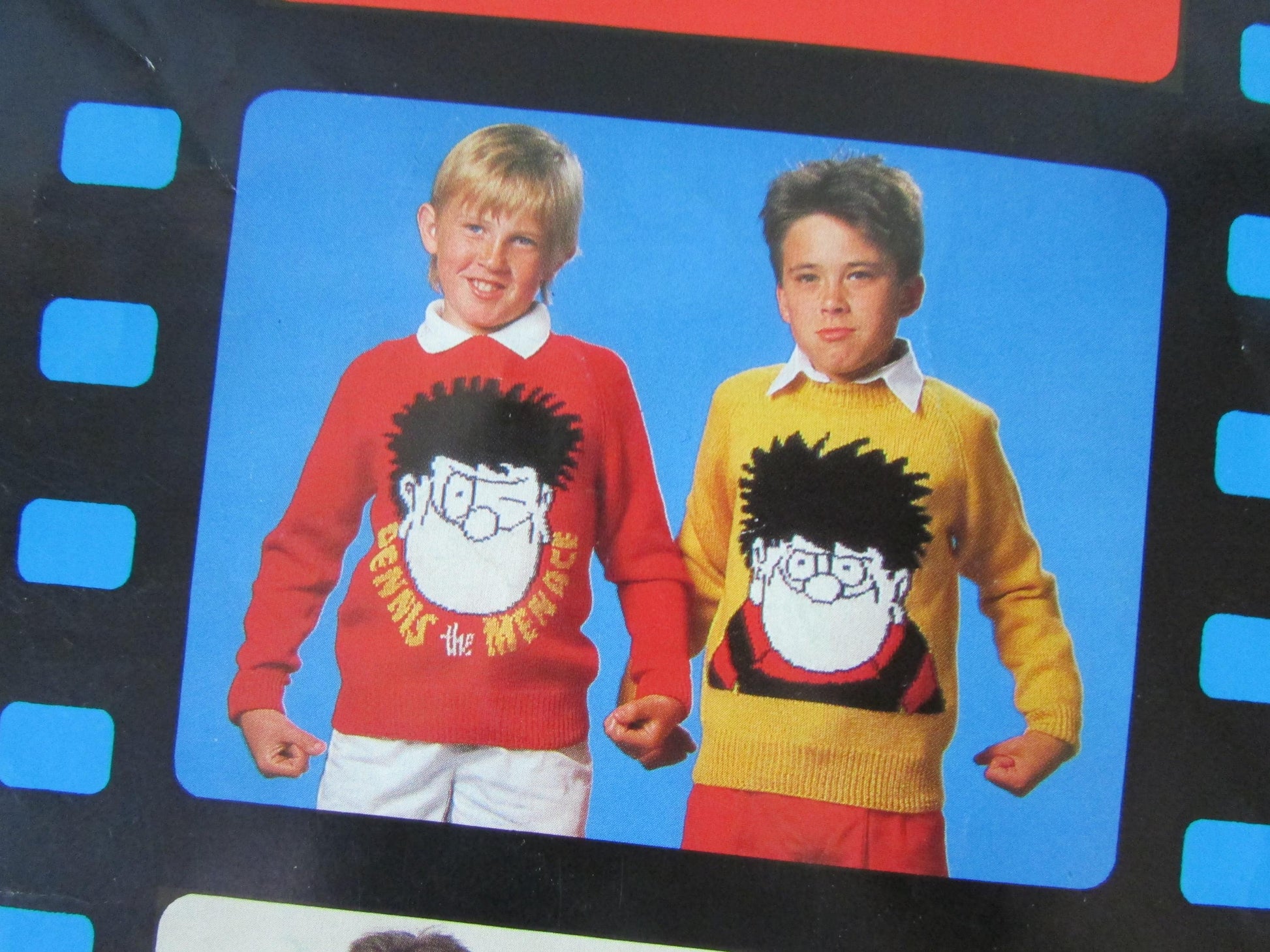 1988 five Intarsia knitting patterns by Gary Kennedy - from 'The Beano' Dennis the Menace