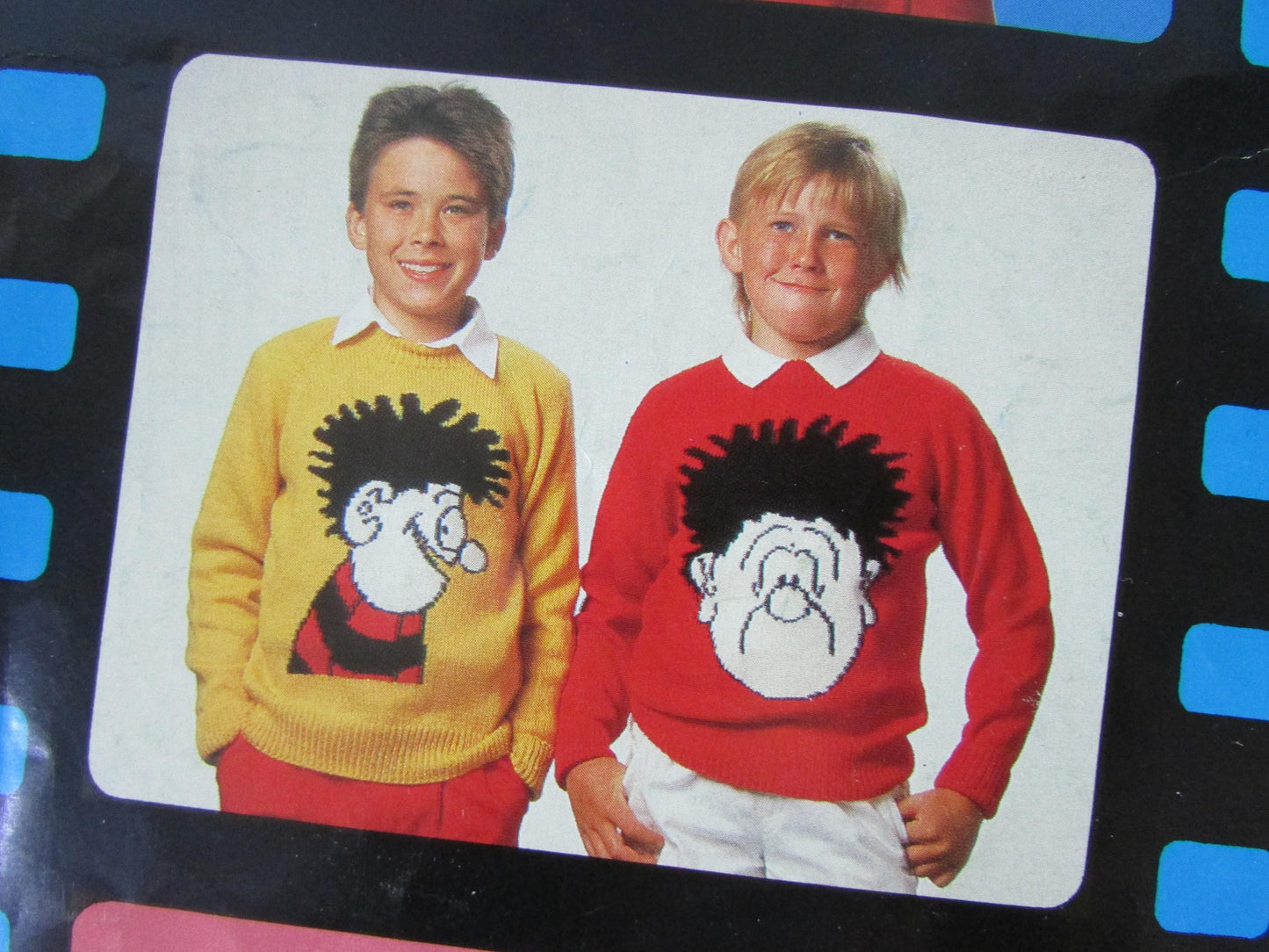 1988 five Intarsia knitting patterns by Gary Kennedy - from 'The Beano' Dennis the Menace