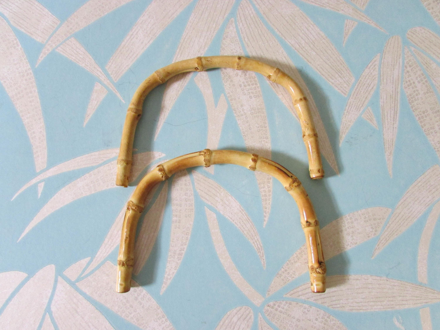 Pair of vintage U-shaped bamboo handbag/purse handles