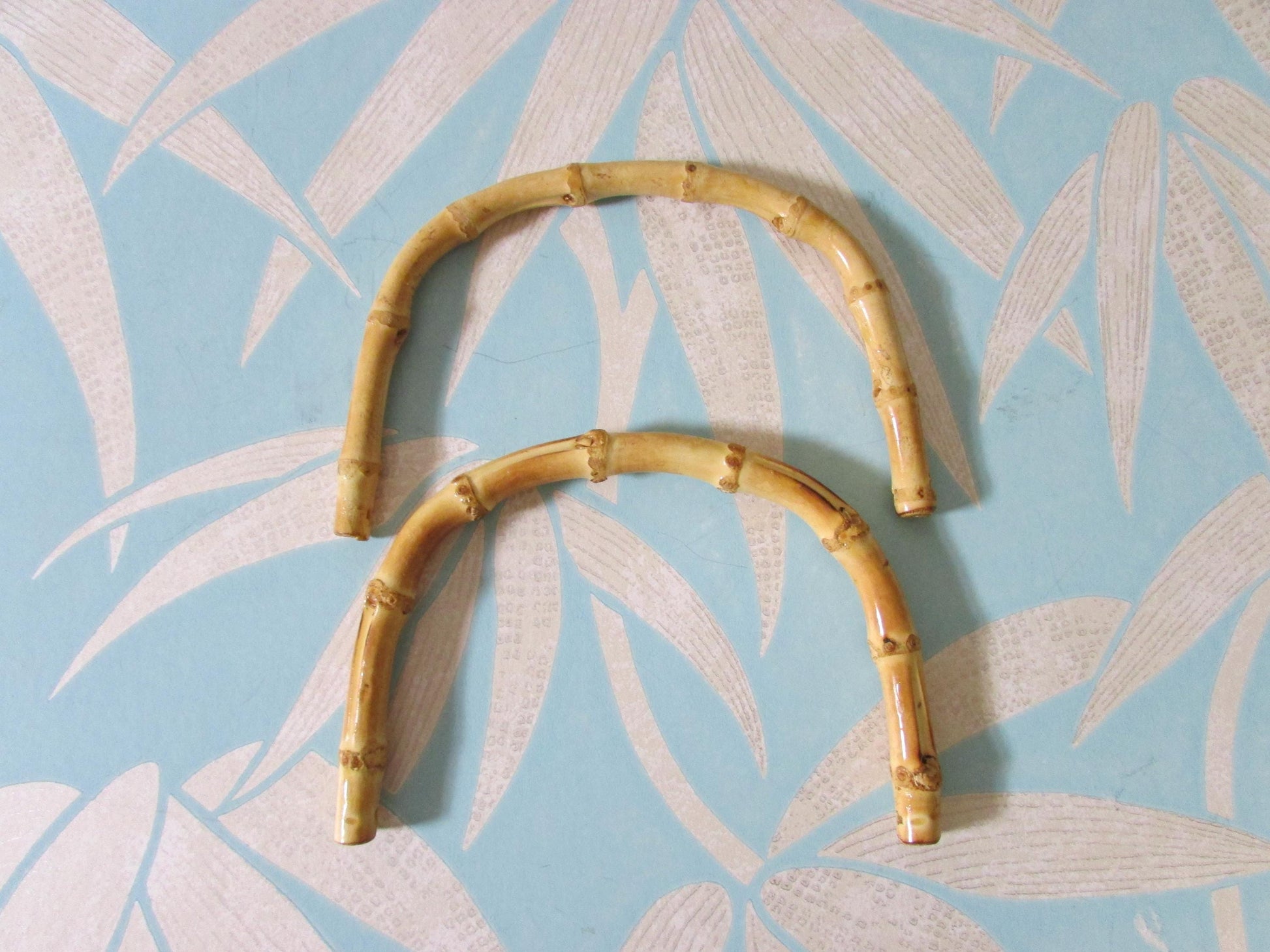 Pair of vintage U-shaped bamboo handbag/purse handles