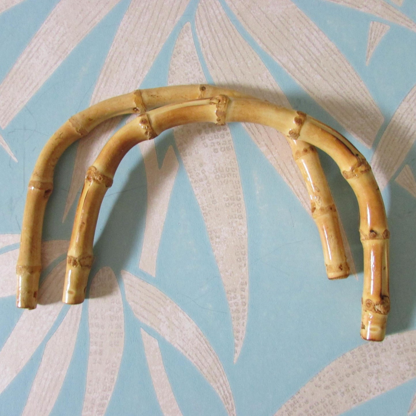 Pair of vintage U-shaped bamboo handbag/purse handles