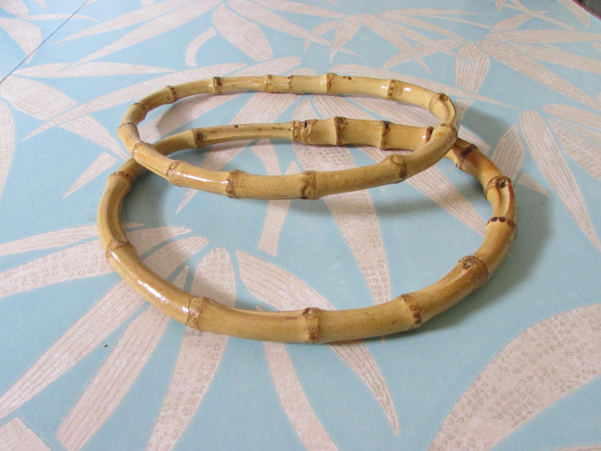 Pair of vintage D-shaped bamboo handbag/purse handles #B