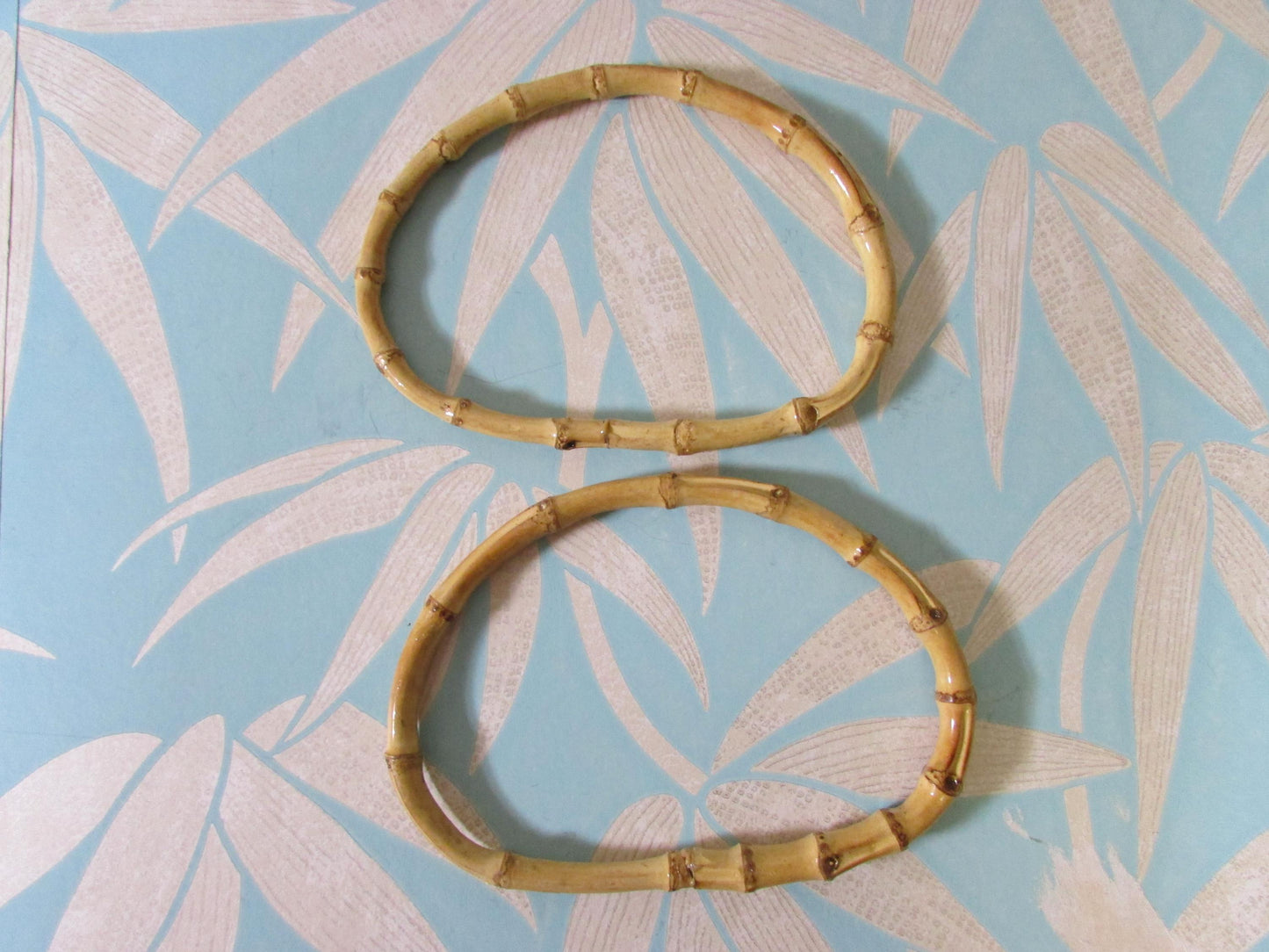 Pair of vintage D-shaped bamboo handbag/purse handles #B