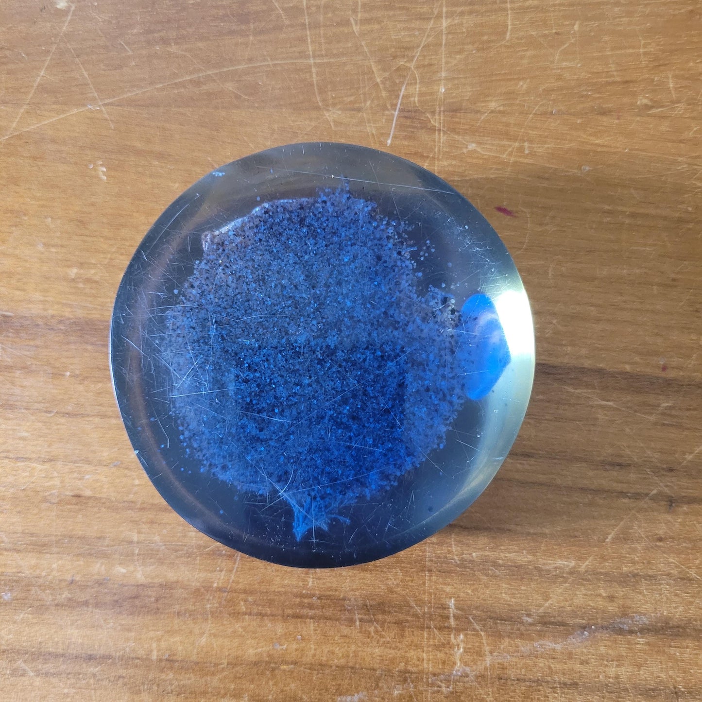1970s 'seashore' filled resin paperweight