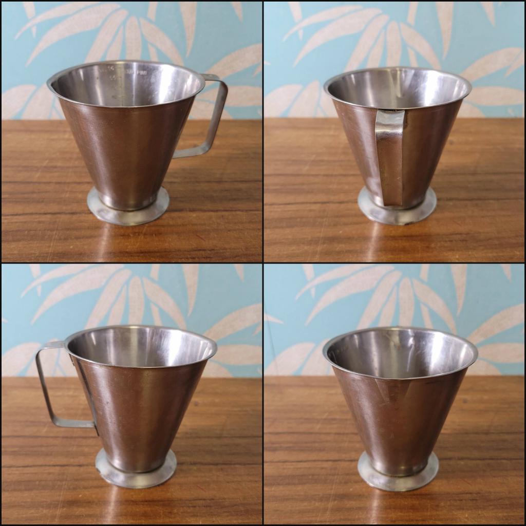 Pair of vintage Rostfritt Stal Sweden stainless steel measuring jugs