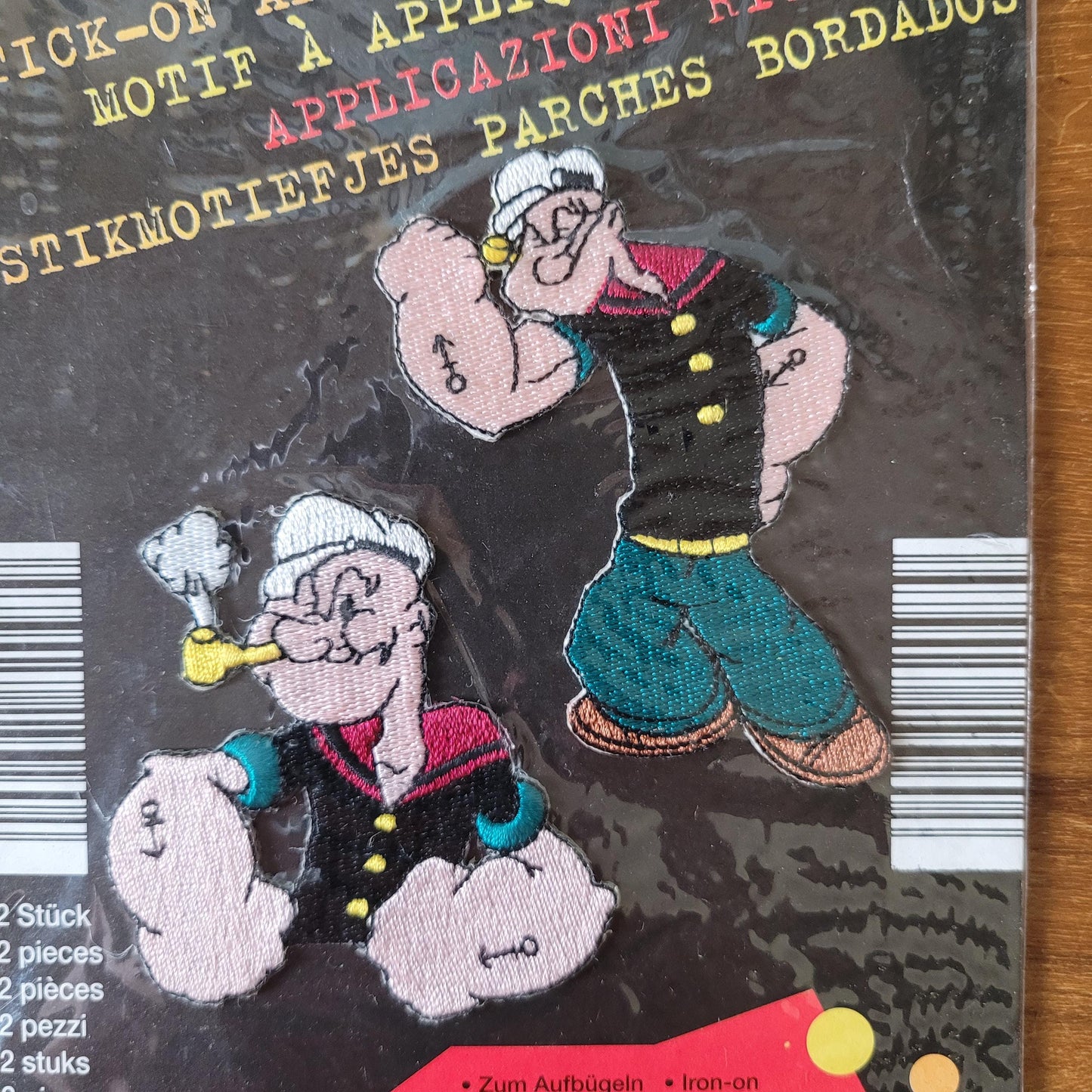 2000 Popeye character iron-on patches, two packs of two