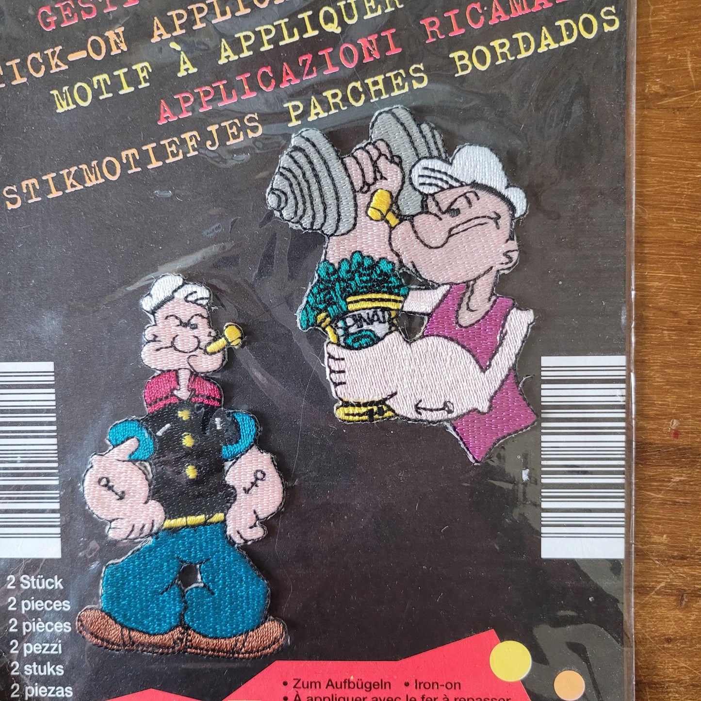 2000 Popeye character iron-on patches, two packs of two