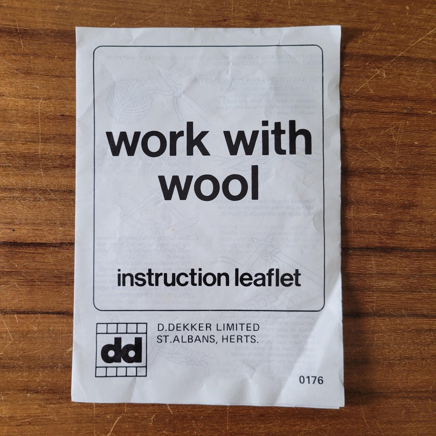 Vintage Dekkertoys 0176 Work With Wool knitting kit (part used)