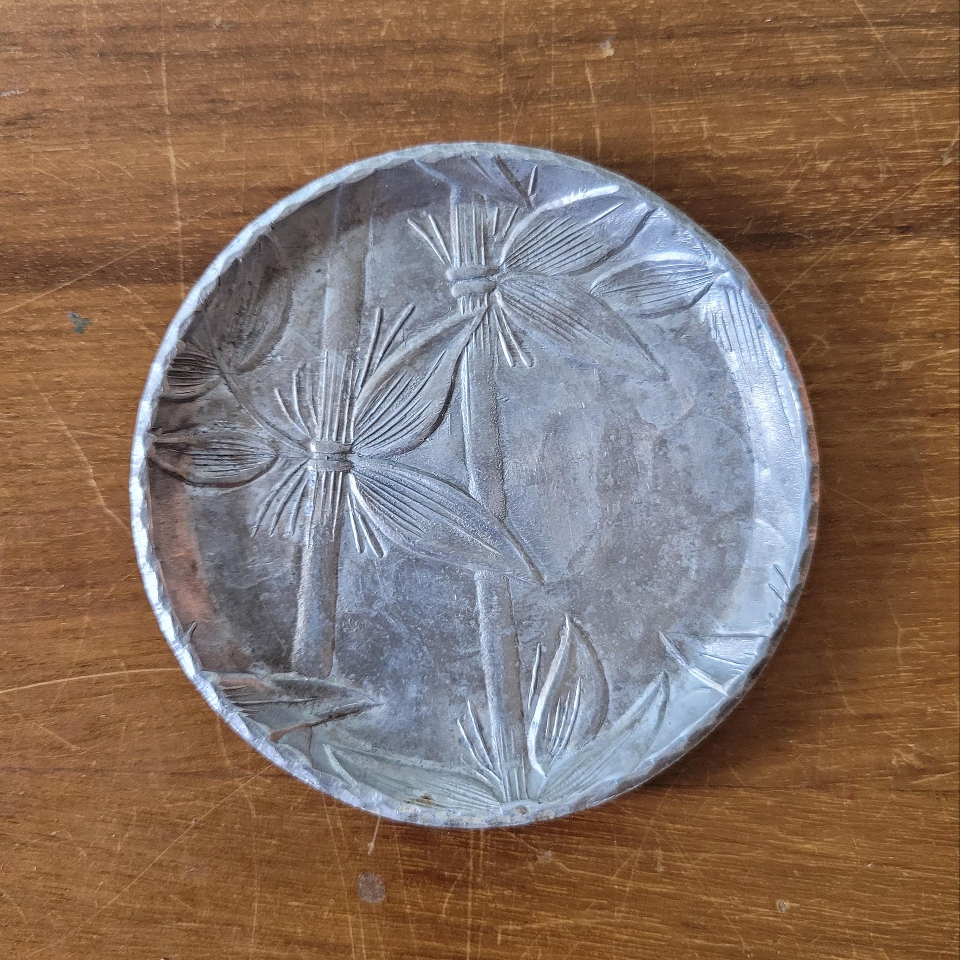 1970s Everlast forged aluminum bamboo design coasters x4
