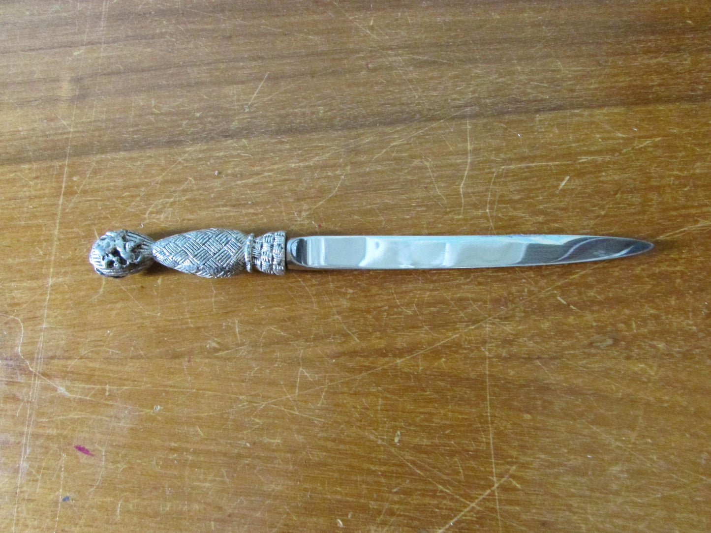 Vintage Jacobite stainless steel & glass jewel letter/paper knife with storage pouch