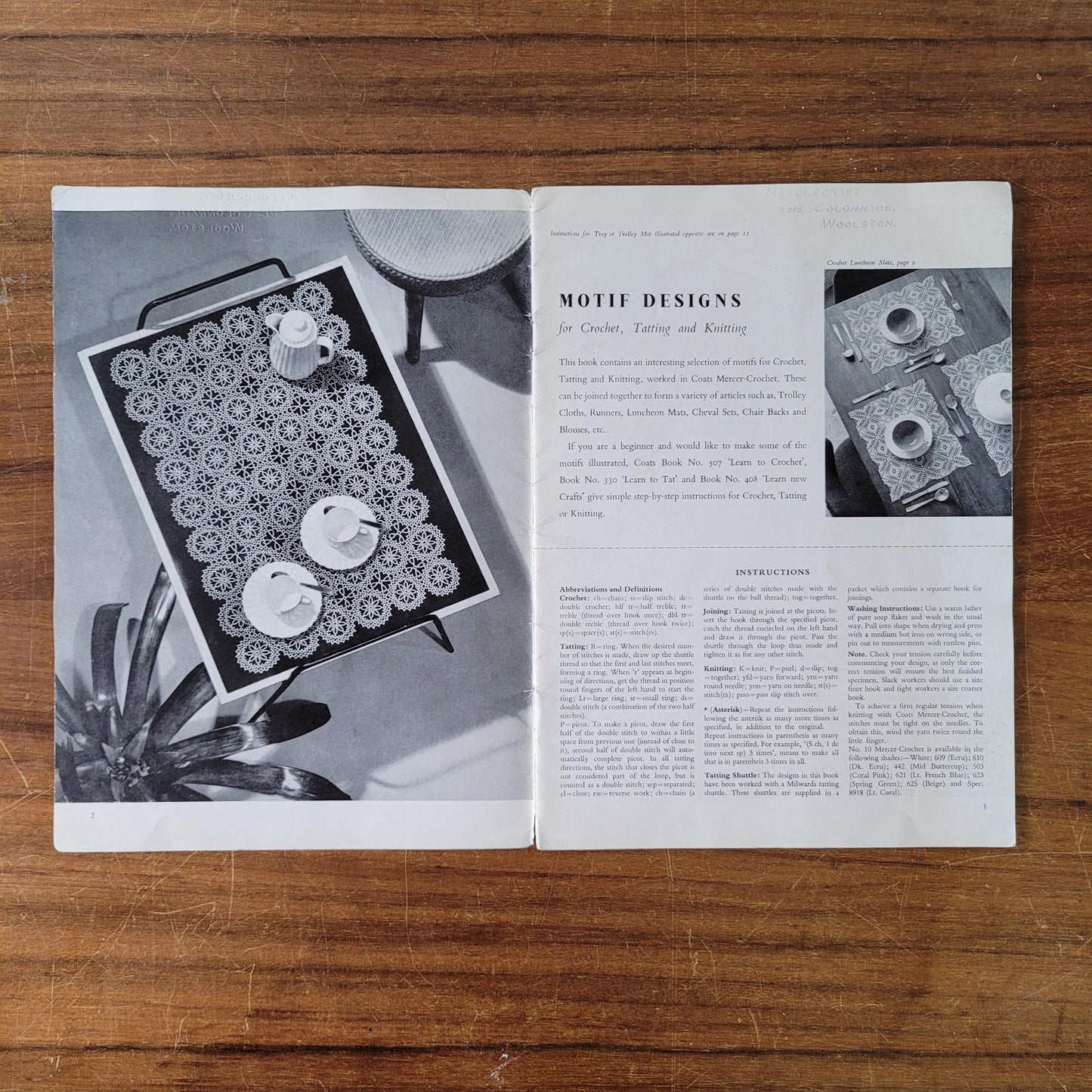 1950s J.P Coats Motif Designs for Crochet, Tatting & Knitting, book No.590