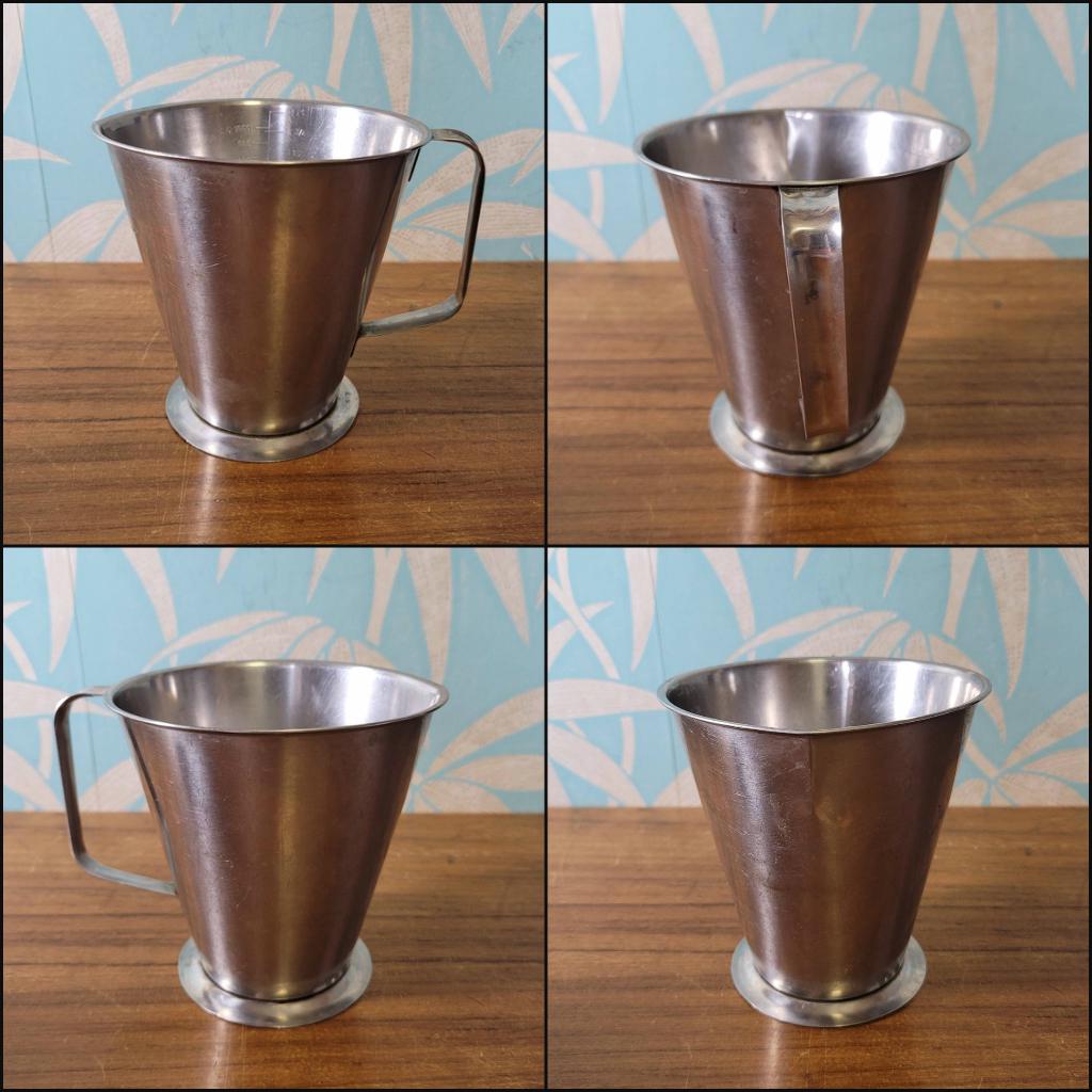 Pair of vintage Rostfritt Stal Sweden stainless steel measuring jugs