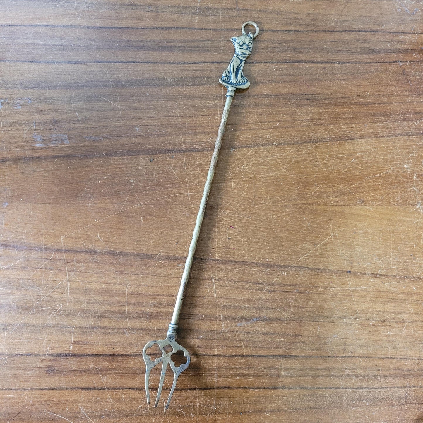 Antique brass 'Bonzo the Dog' long handled toasting fork