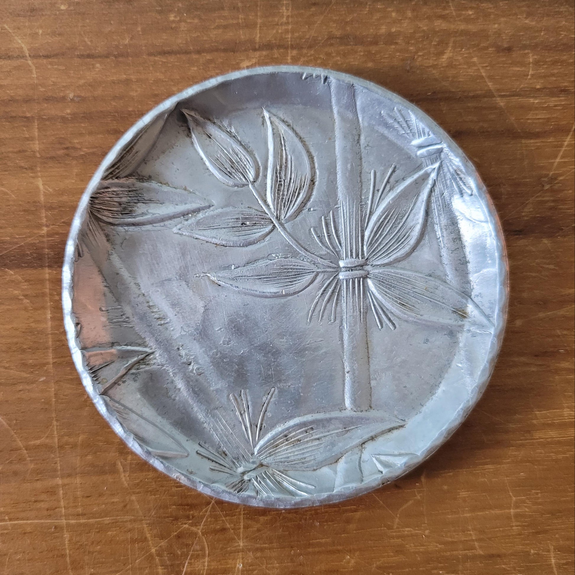 1970s Everlast forged aluminum bamboo design coasters x4