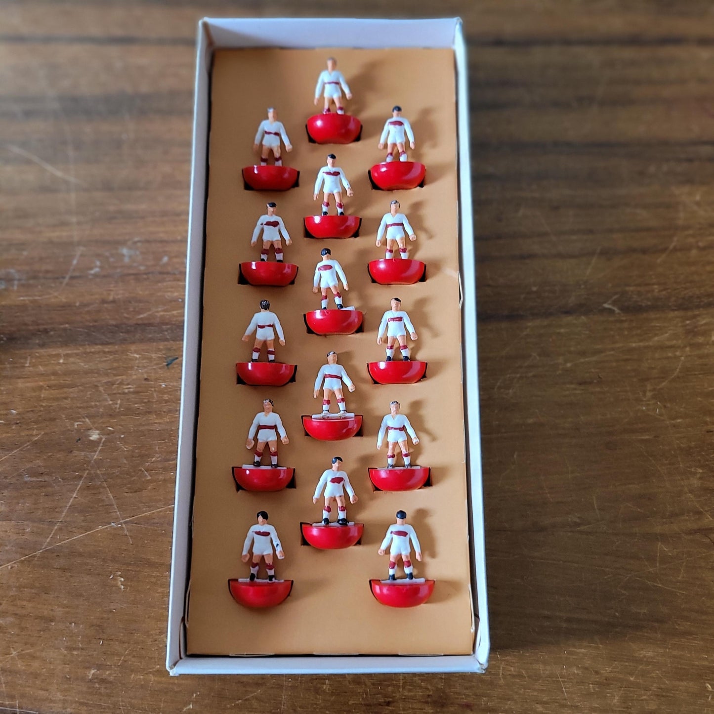 1970s boxed Subbuteo Table Rugby 00 scale players, R12 Hull Kingston Rovers (complete)
