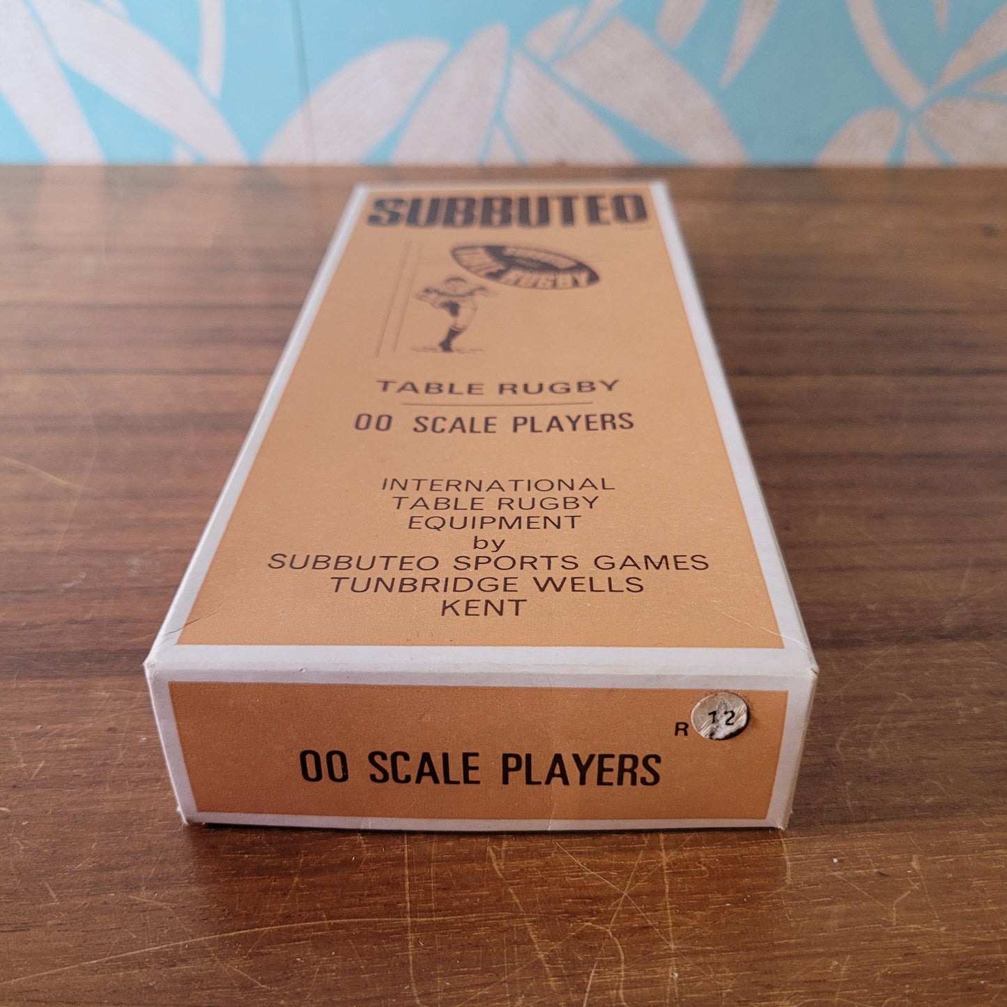 1970s boxed Subbuteo Table Rugby 00 scale players, R12 Hull Kingston Rovers (complete)
