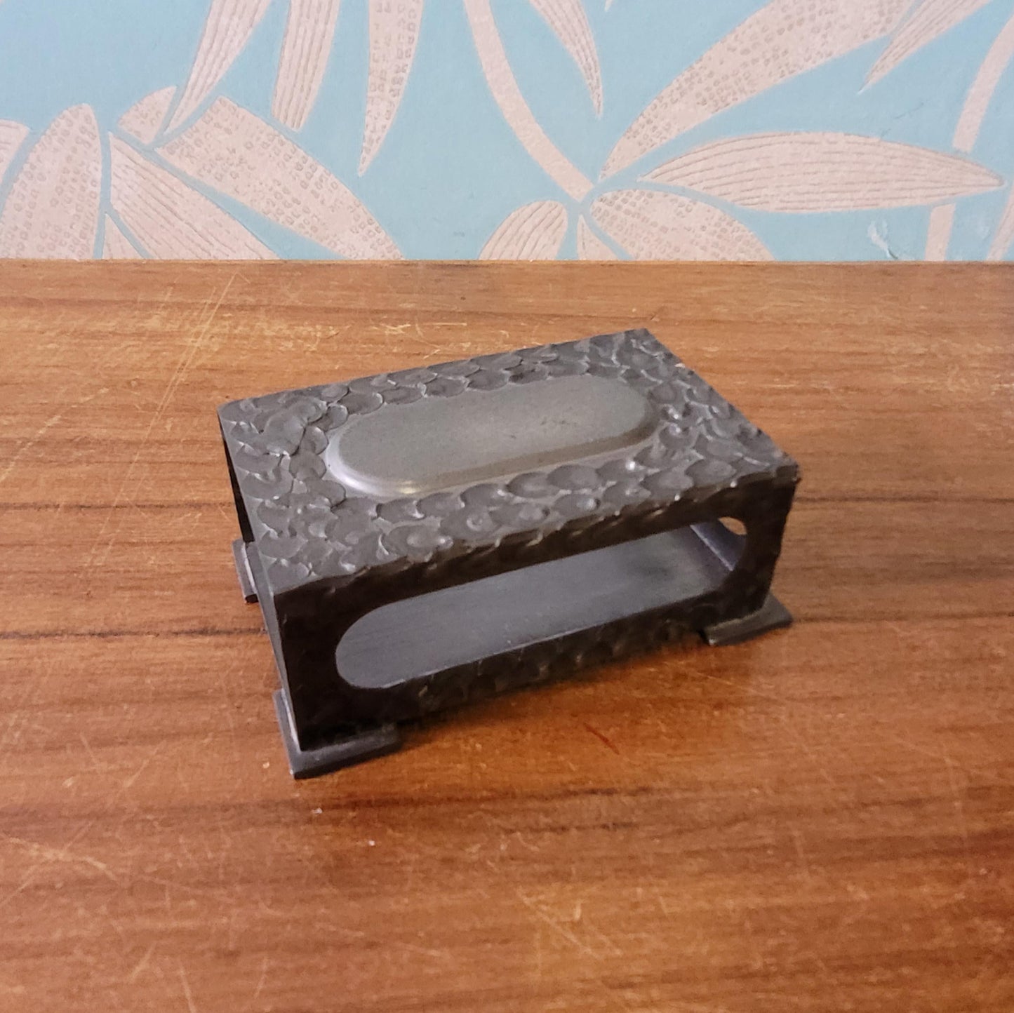 circa. 1960s Perletinn, Norway, hammered pewter matchbox cover