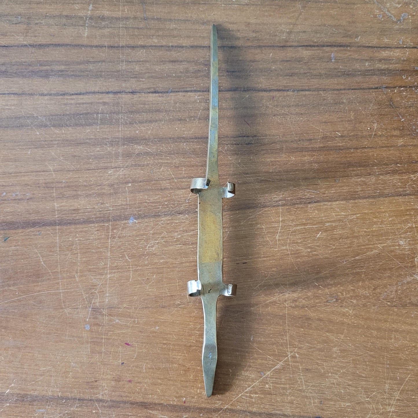 Unusual vintage tribal etched brass lizard ornament