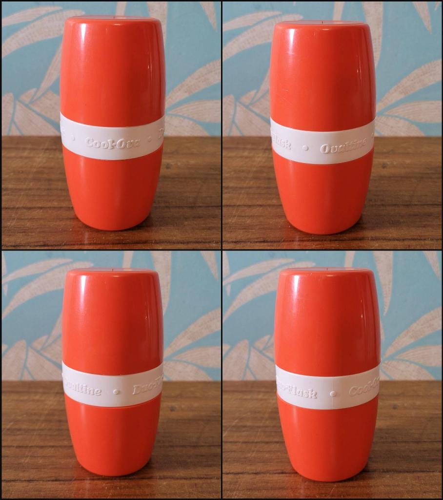 1970s orange Vacco vacuum flask, & Cool-Ova Duo Flask
