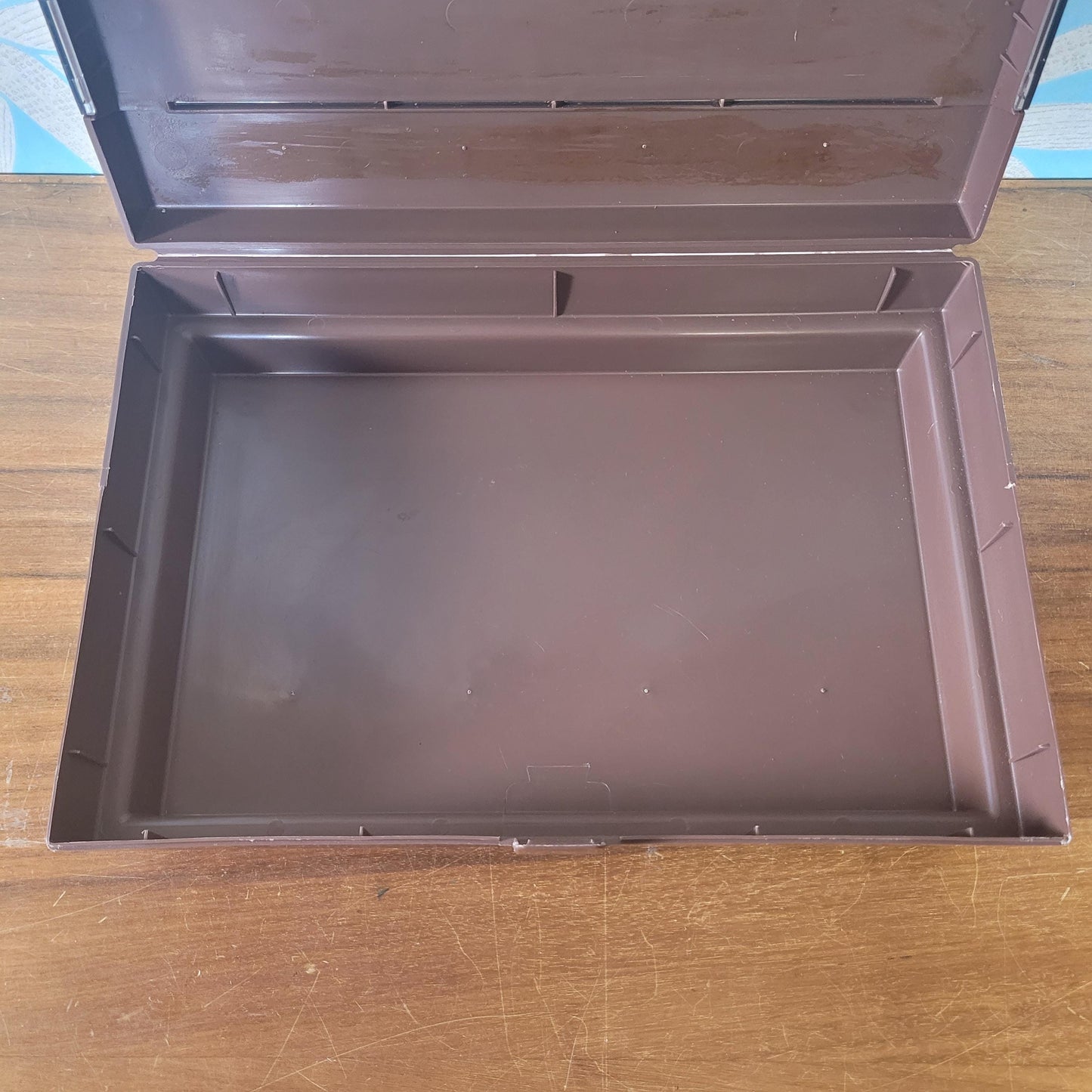1970s brown & clear plastic sewing storage caddy
