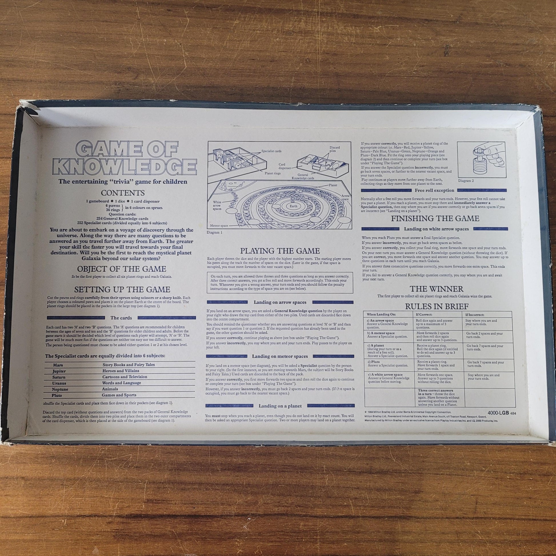 1984 MB Games Game of Knowledge Revised Edition trivia board game