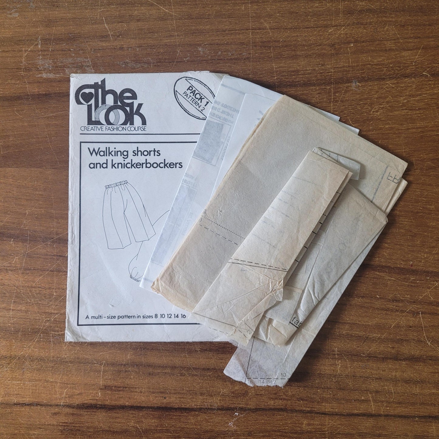 Used 1982 The Look sewing pattern for walking shorts & knickerbockers, sizes 8 to 16 (shorts cut to size 10, see description below)