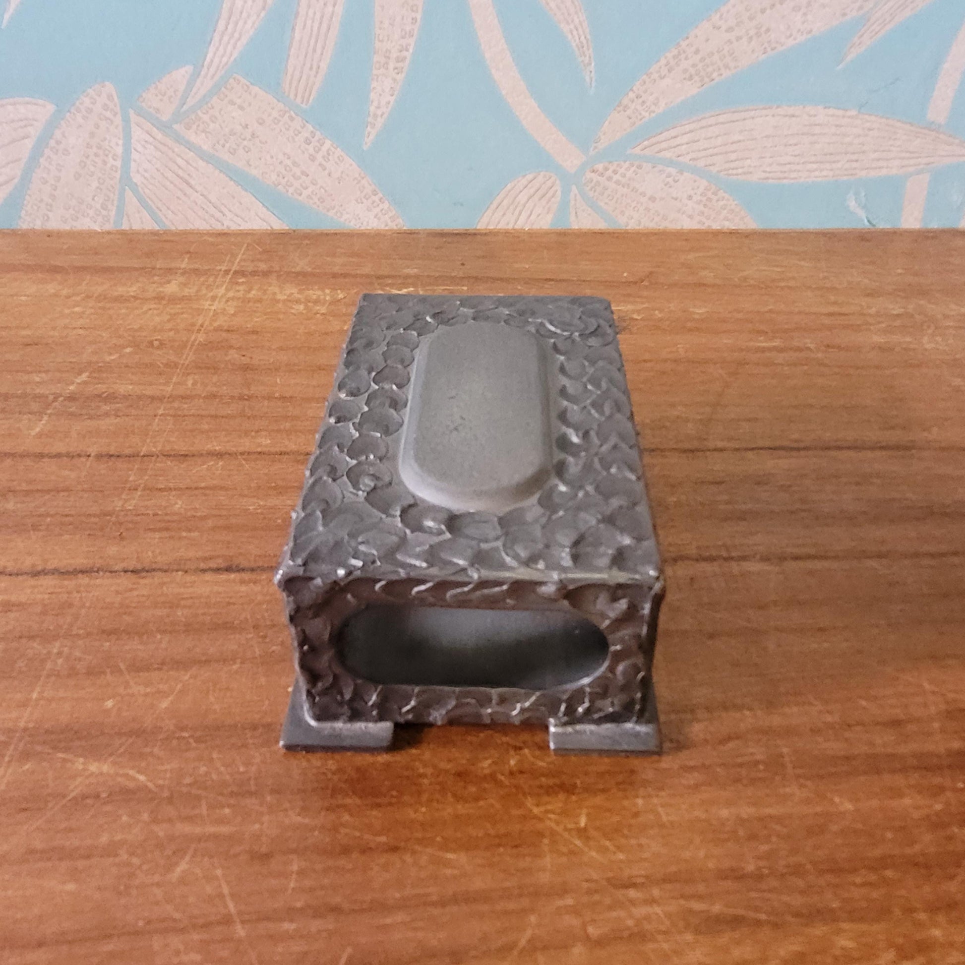 circa. 1960s Perletinn, Norway, hammered pewter matchbox cover