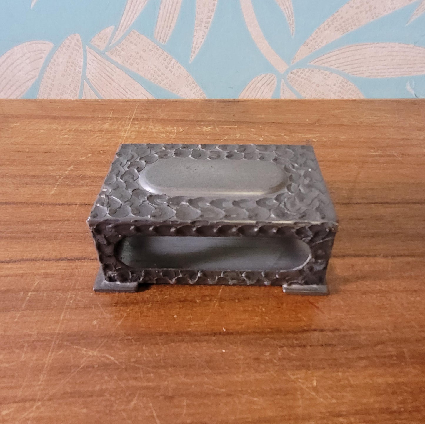 circa. 1960s Perletinn, Norway, hammered pewter matchbox cover