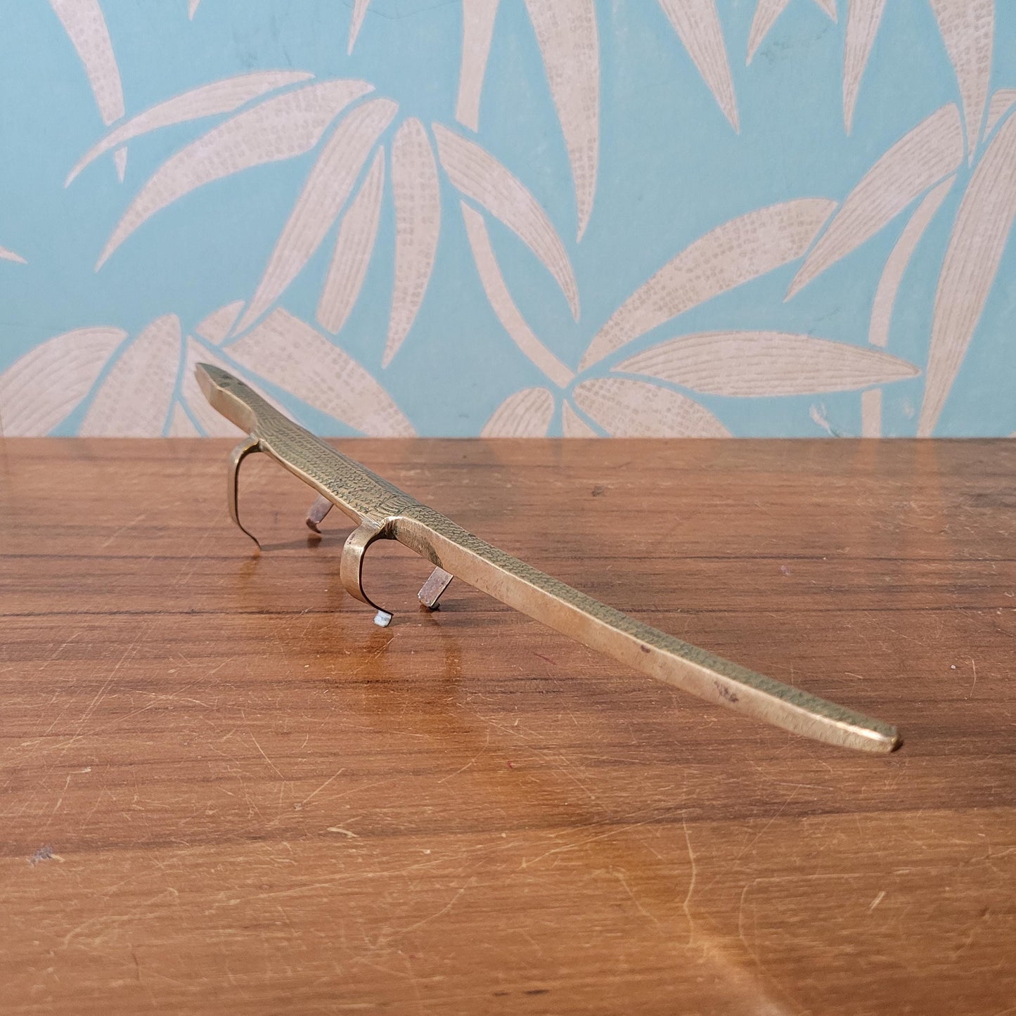 Unusual vintage tribal etched brass lizard ornament