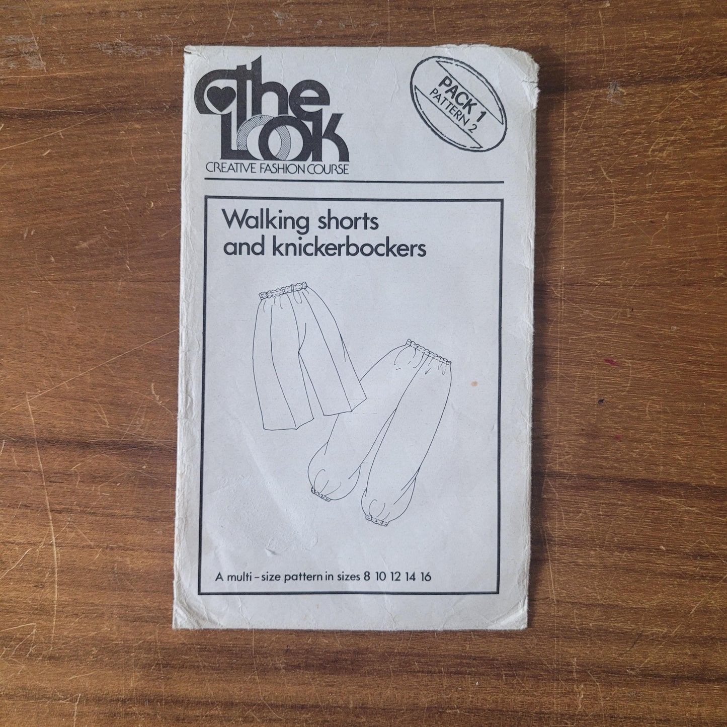 Used 1982 The Look sewing pattern for walking shorts & knickerbockers, sizes 8 to 16 (shorts cut to size 10, see description below)