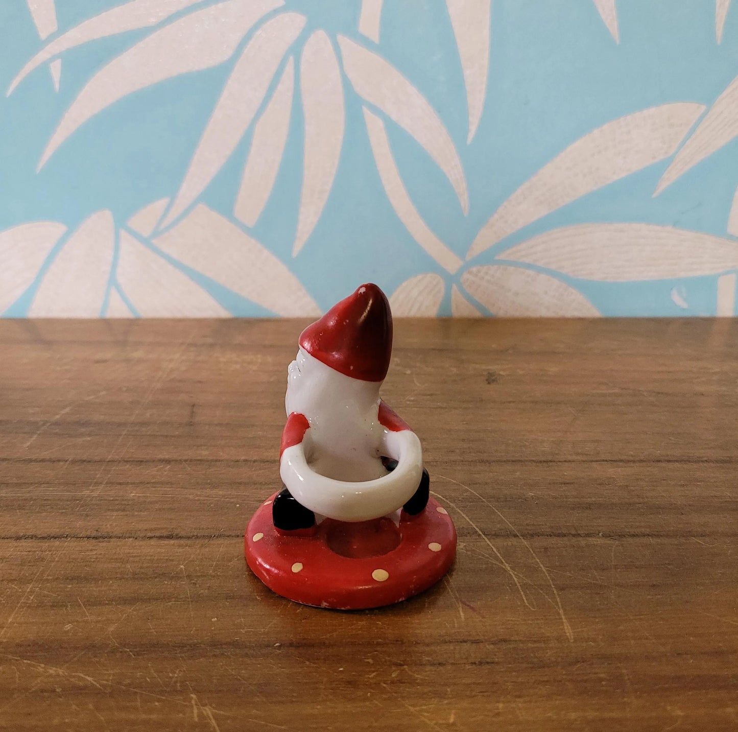 Pair of 1950s red Santa ceramic candlestick holders