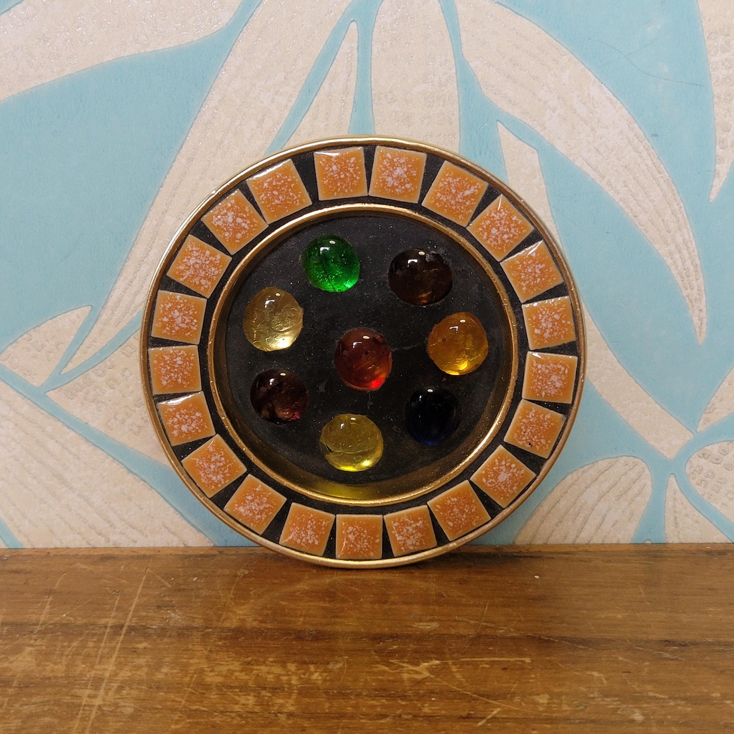 1960s tiled glass bead ashtray/trinket dish