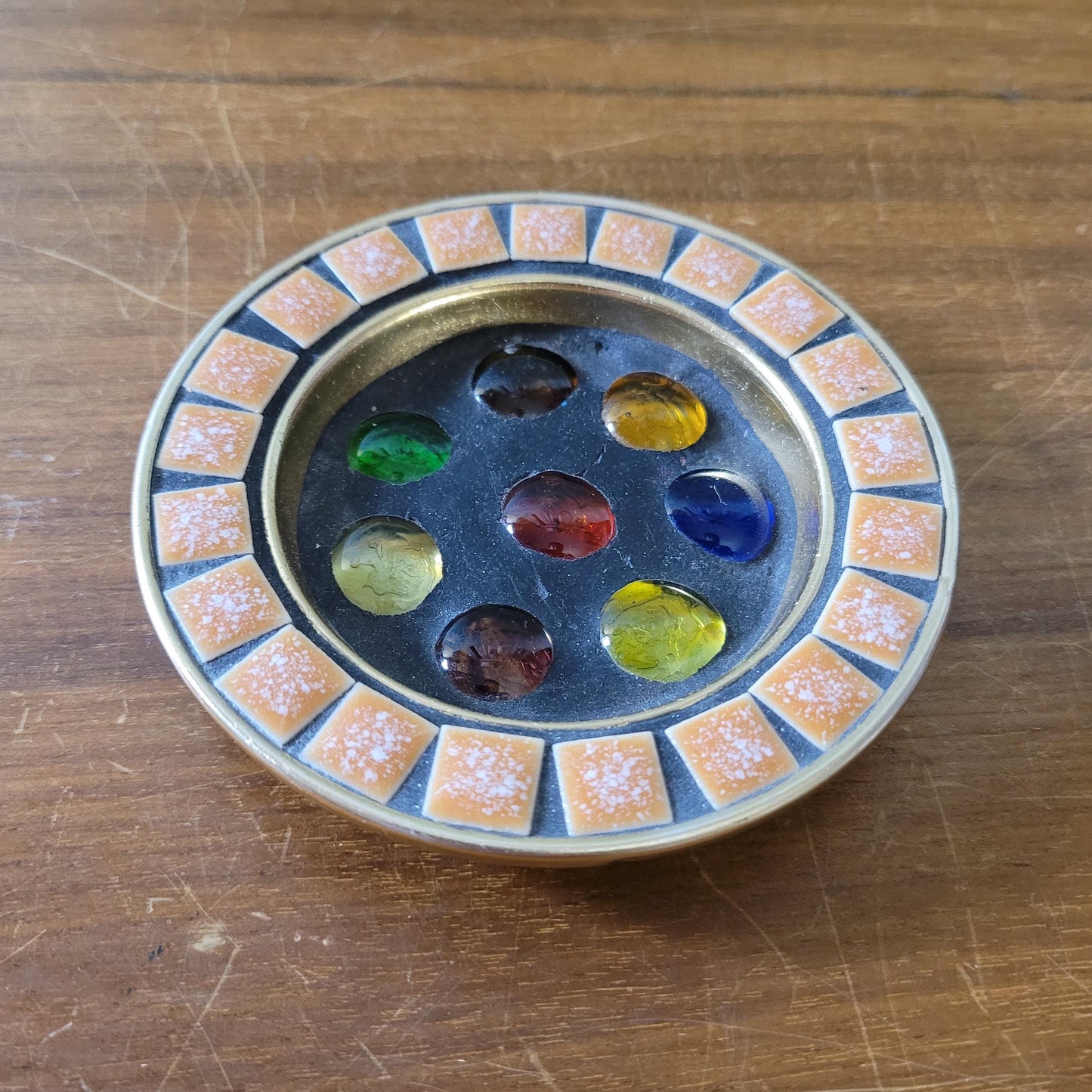 1960s tiled glass bead ashtray/trinket dish