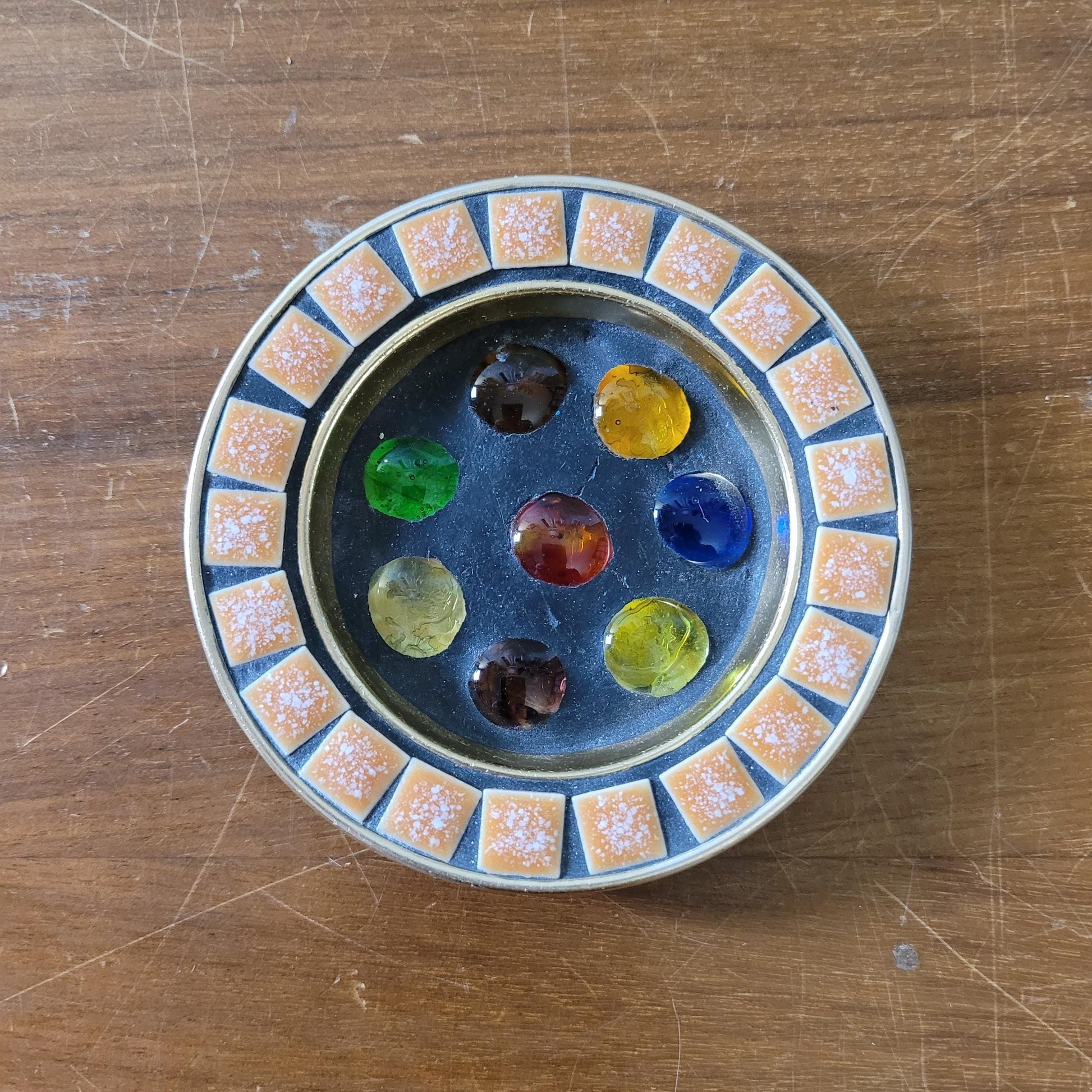 1960s tiled glass bead ashtray/trinket dish