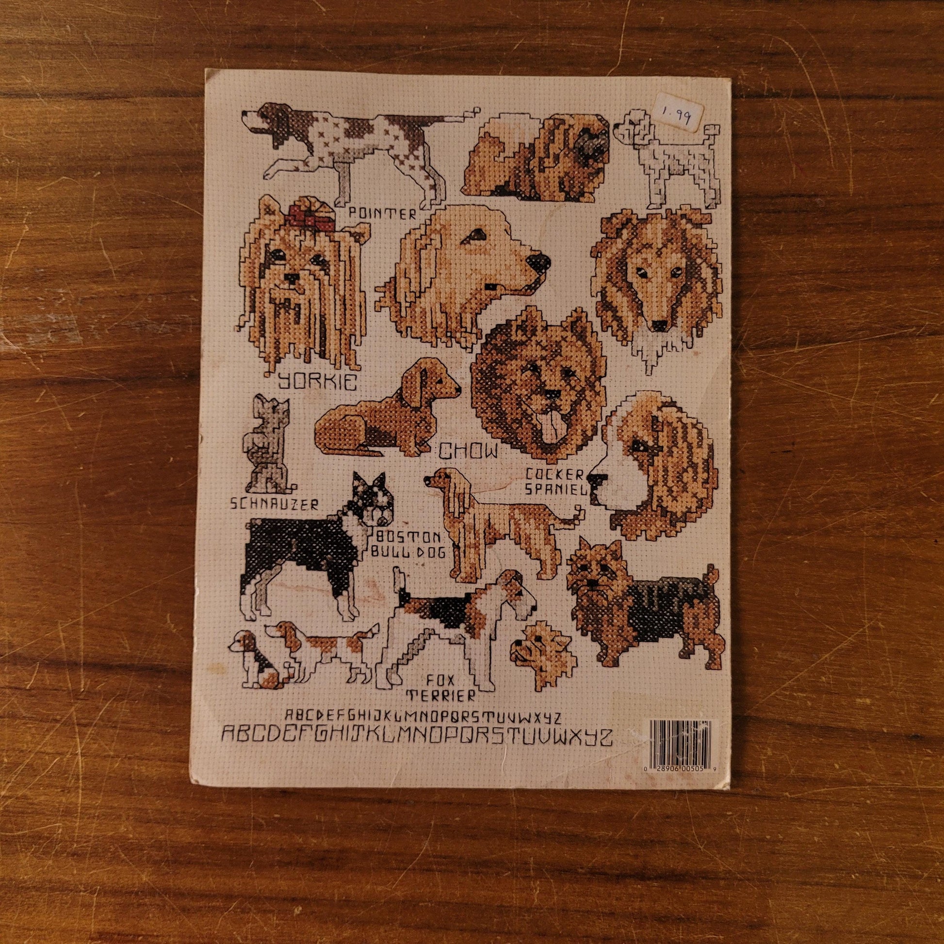 1987 Leisure Arts Craft Leaflet 505 'Gone to the Dogs' cross stitch designs by Mary Ellen