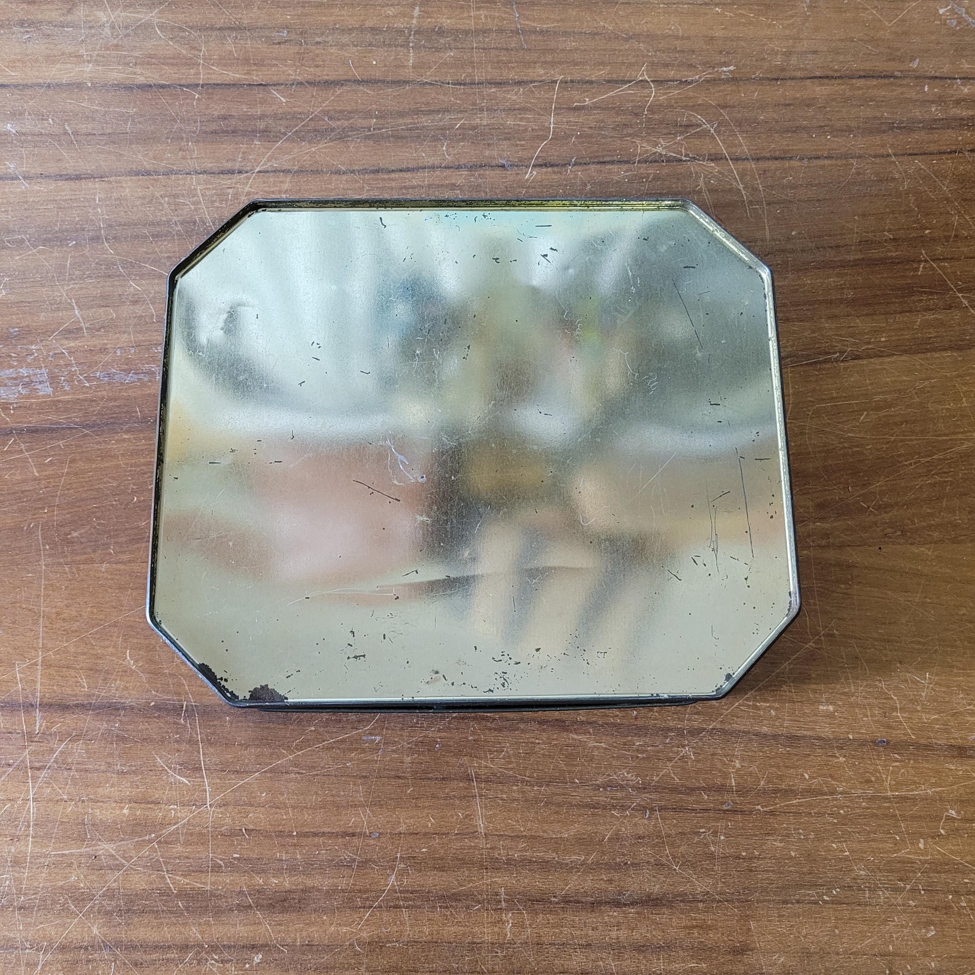 circa. 1950s Burtons Gold tin biscuit box depicting two swans swimming amongst lily pads