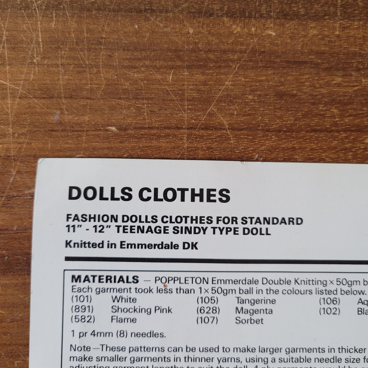 Two early 1990s Richard Poppleton knitting patterns for teenage doll clothes