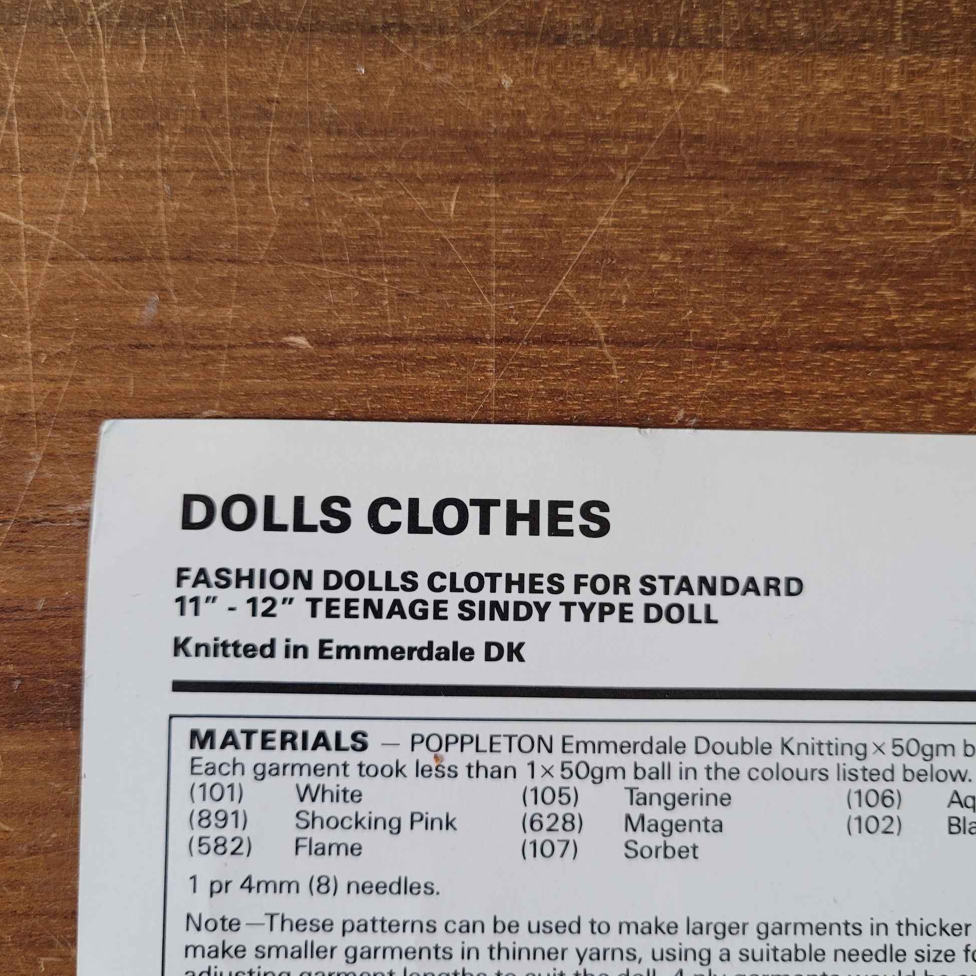 Two early 1990s Richard Poppleton knitting patterns for teenage doll clothes