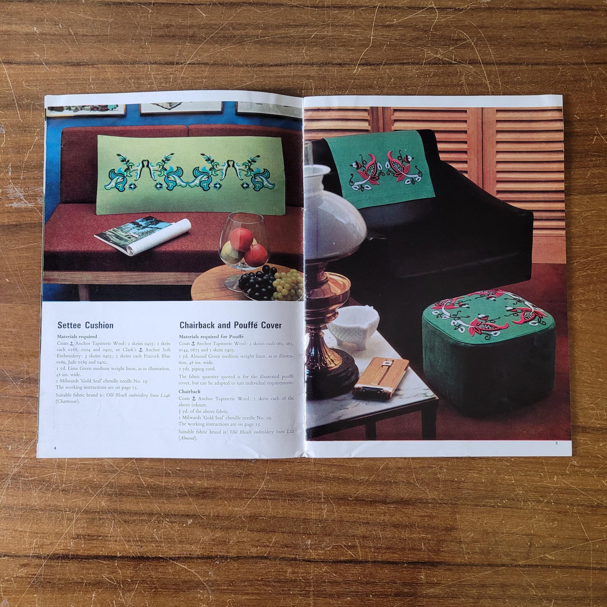 1967 Coats No.1056 Jacobean embroidery in modern style pattern booklet